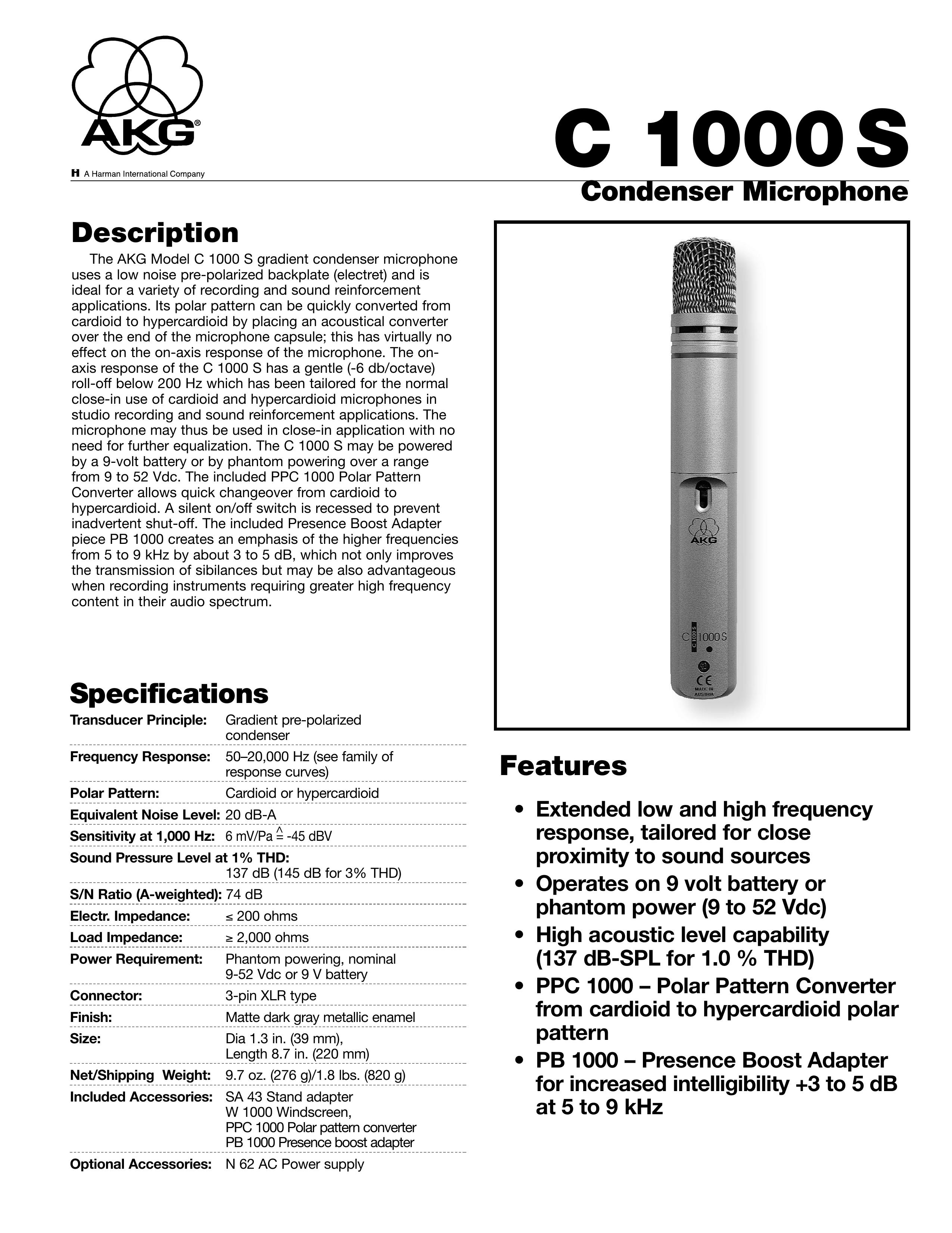 AKG Acoustics C1000S Microphone User Manual