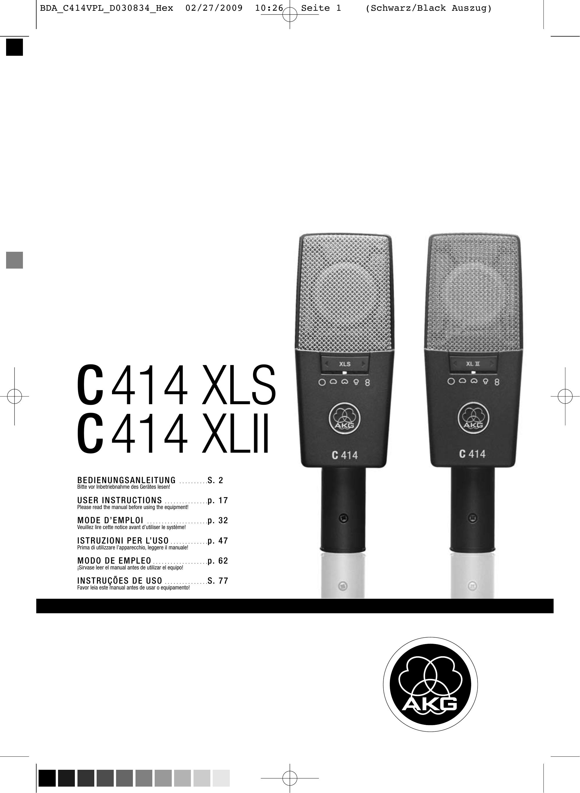AKG Acoustics C414 XLS Microphone User Manual