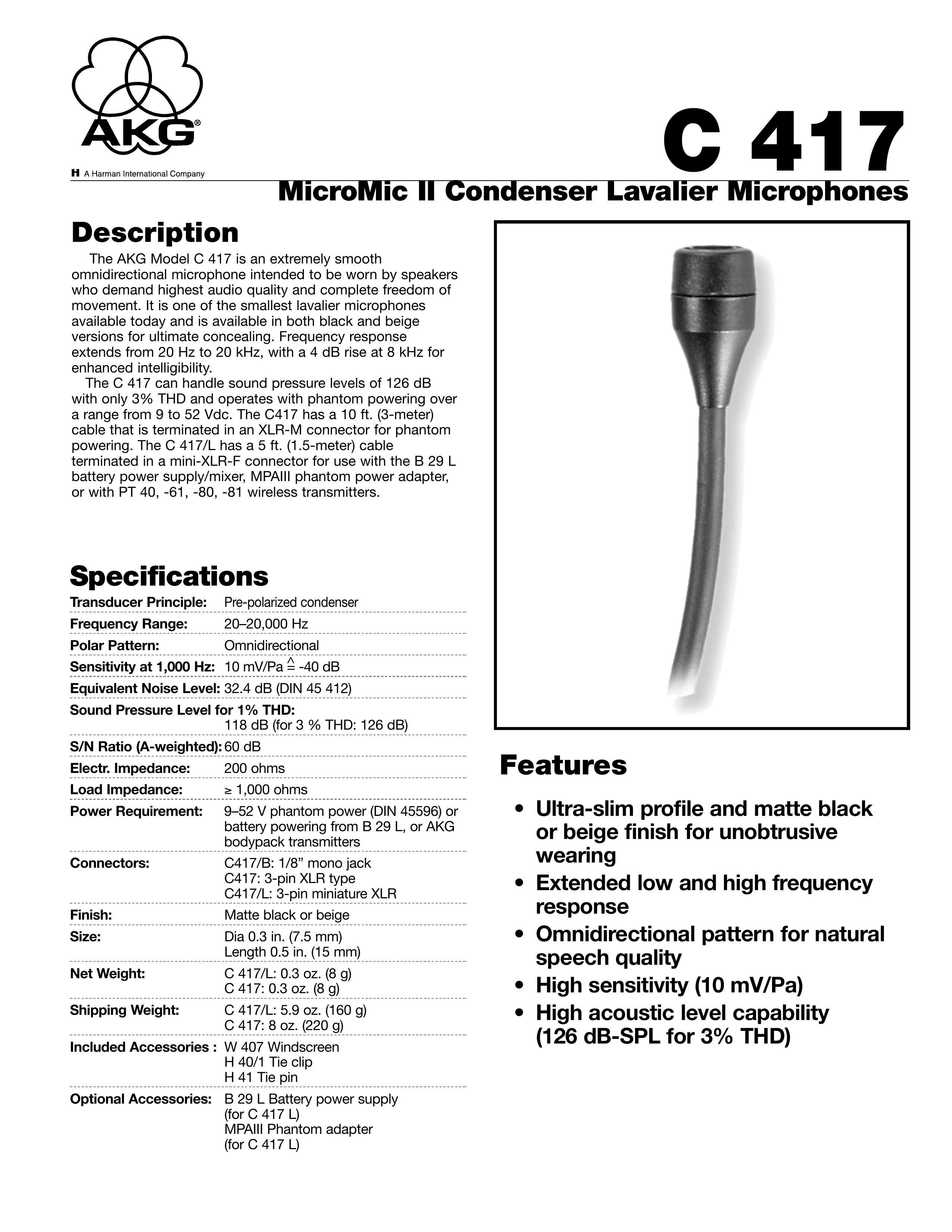 AKG Acoustics C4174055C Microphone User Manual