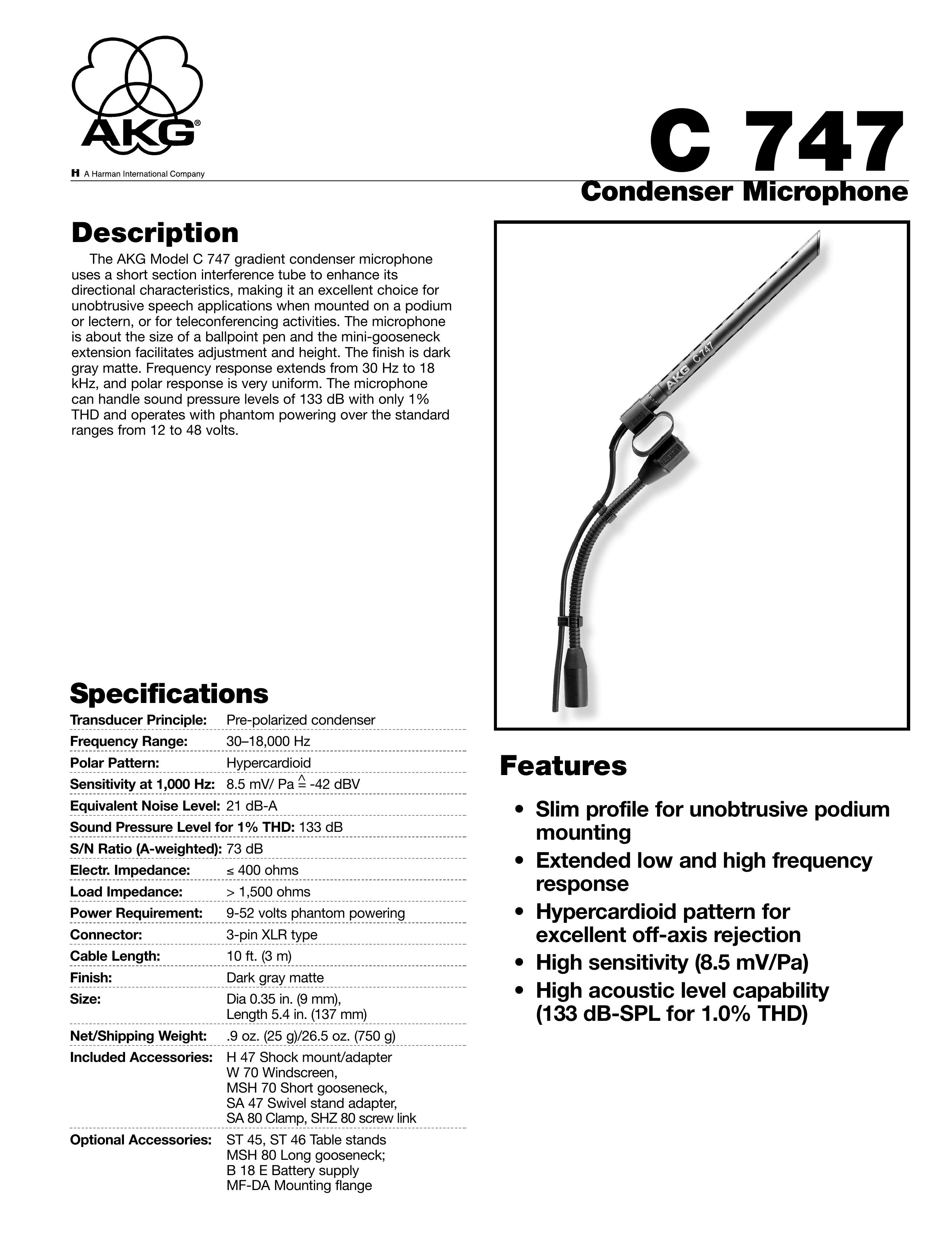 AKG Acoustics C747 Microphone User Manual