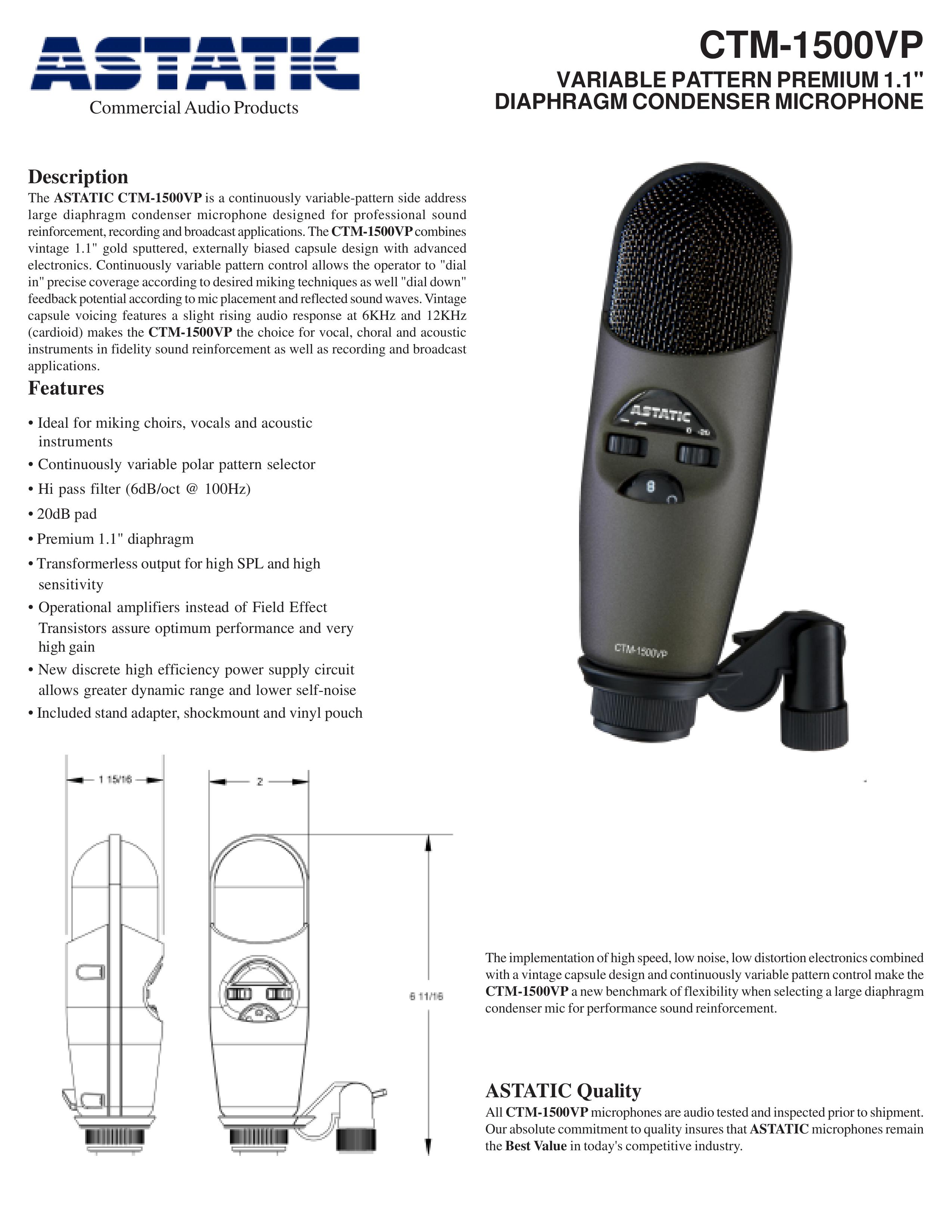 Astatic CTM-1500VP Microphone User Manual