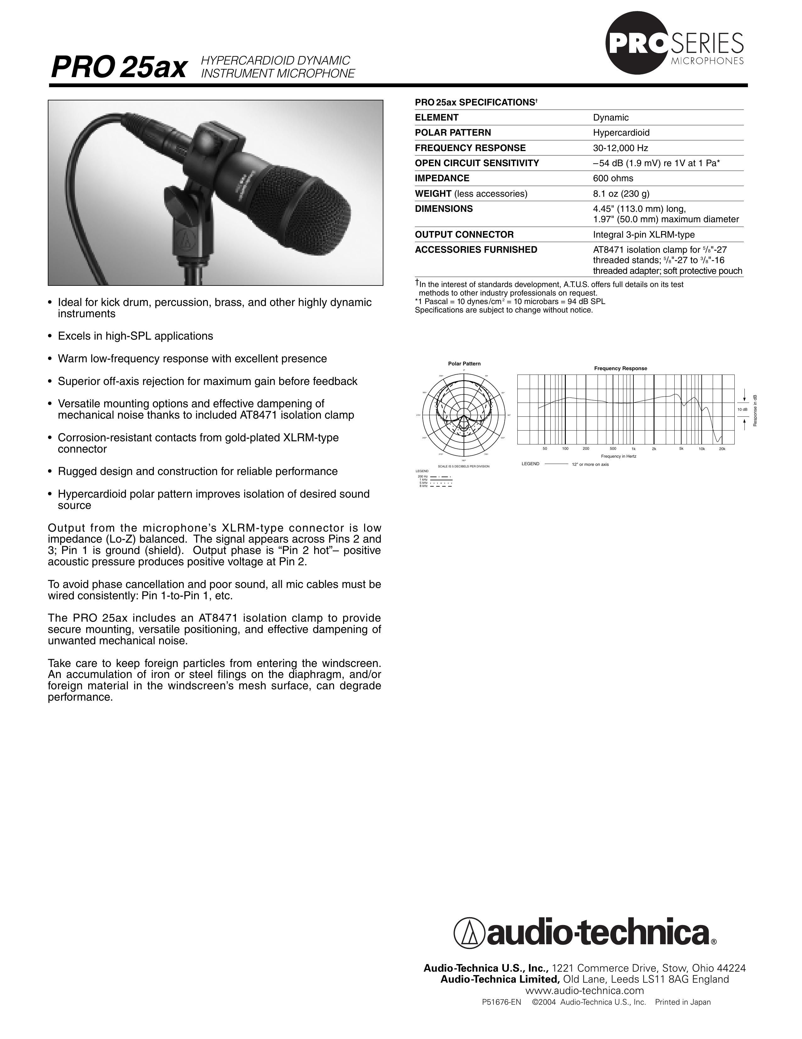 Audio-Technica 25ax Microphone User Manual