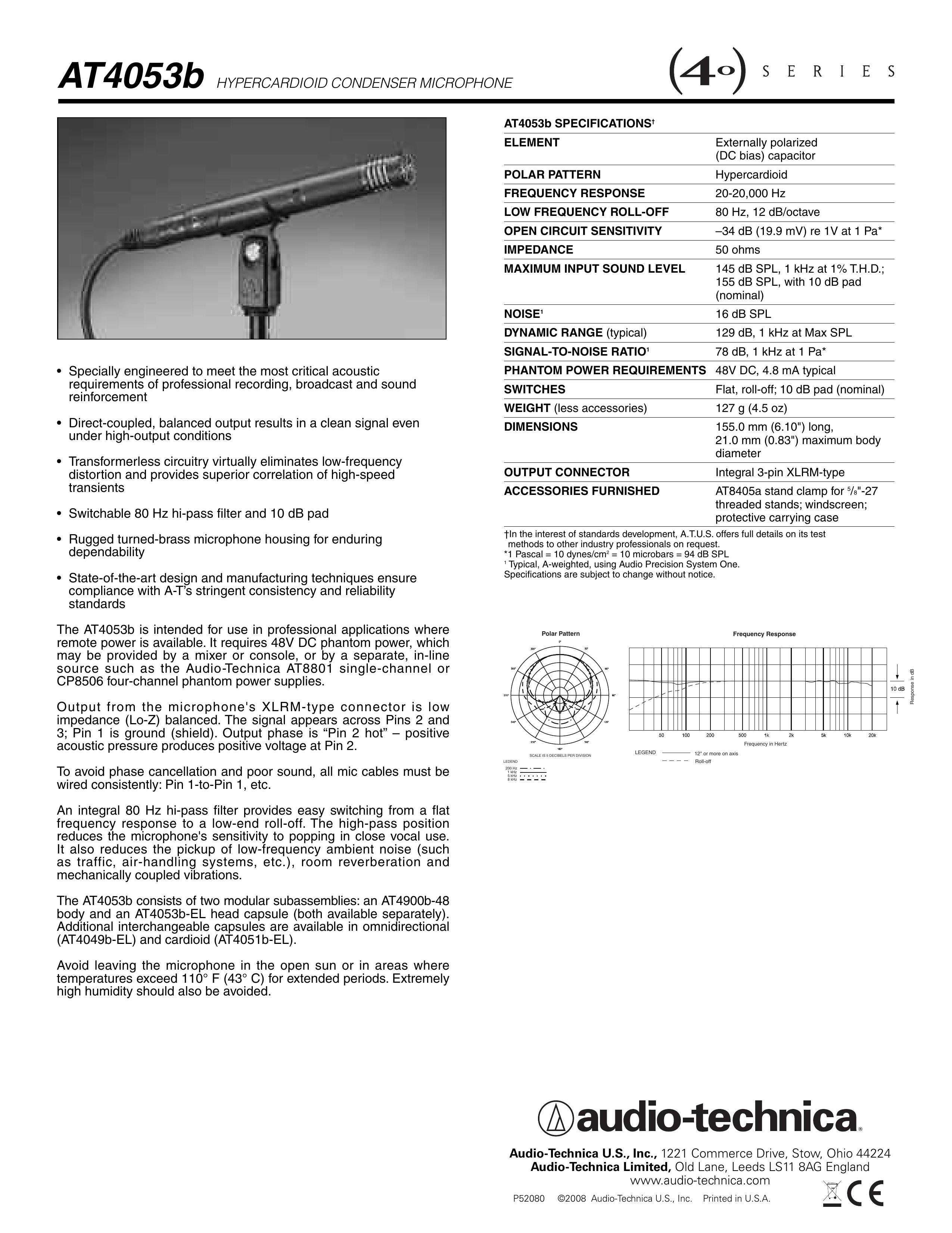 Audio-Technica AT4053b Microphone User Manual