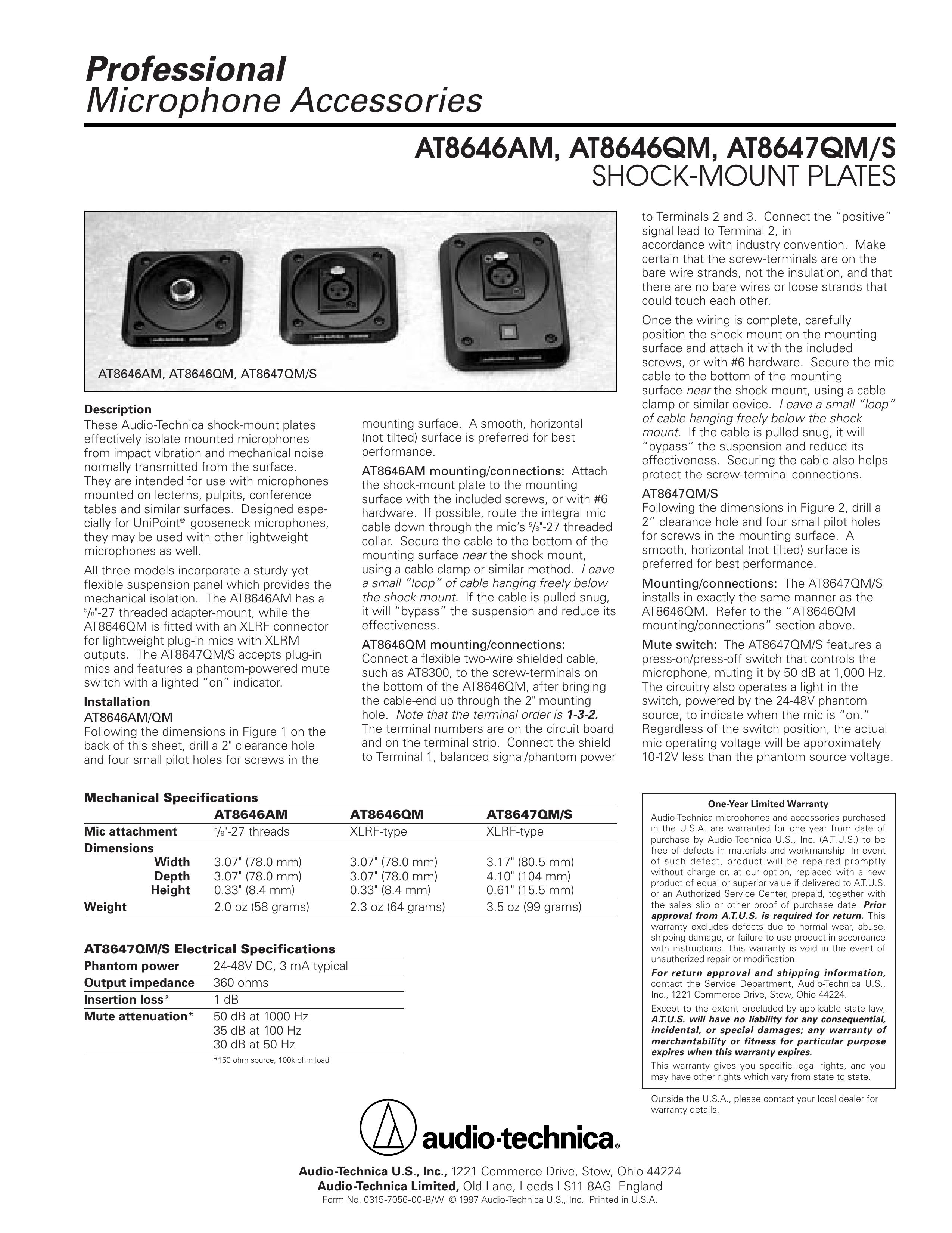 Audio-Technica AT8646QM Microphone User Manual
