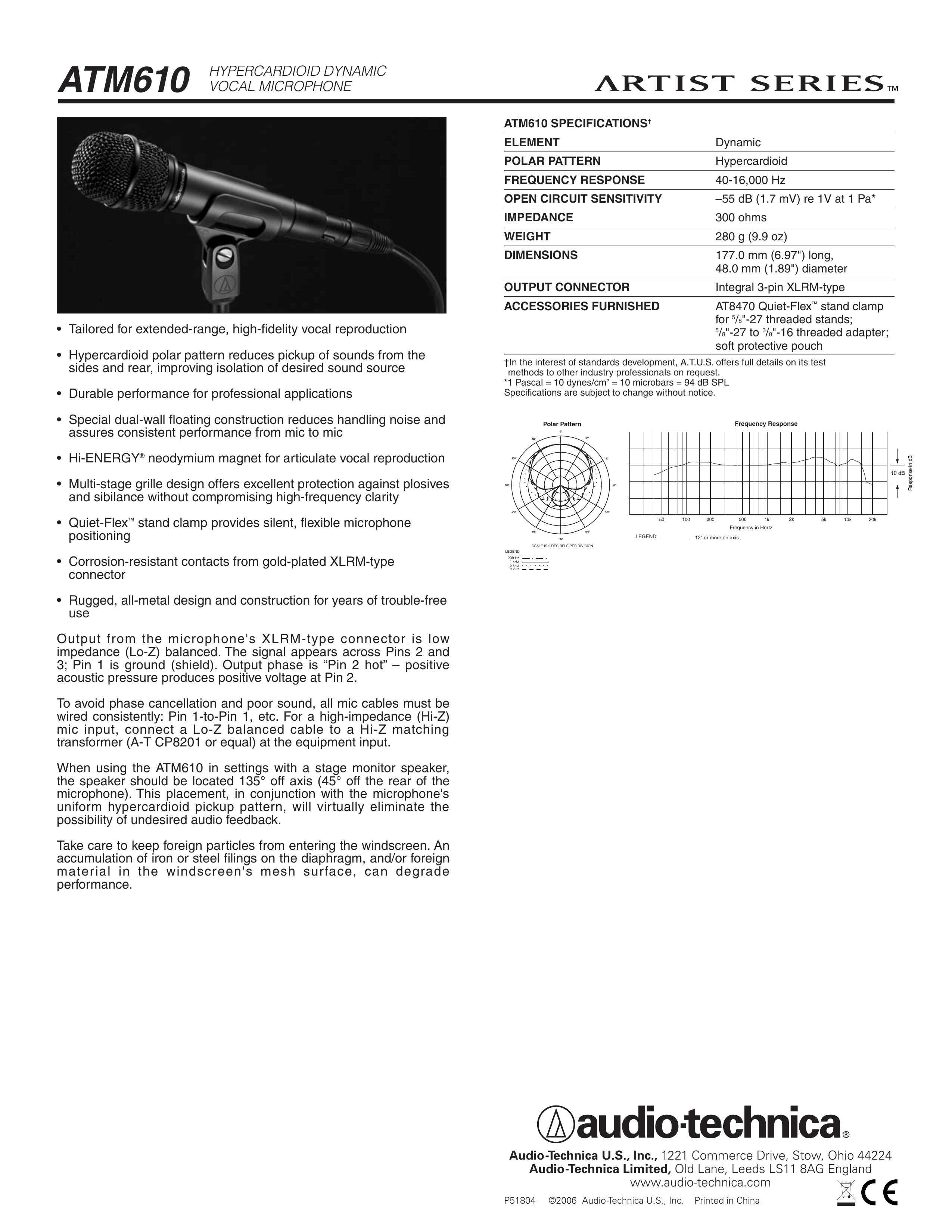 Audio-Technica ATM610 Microphone User Manual