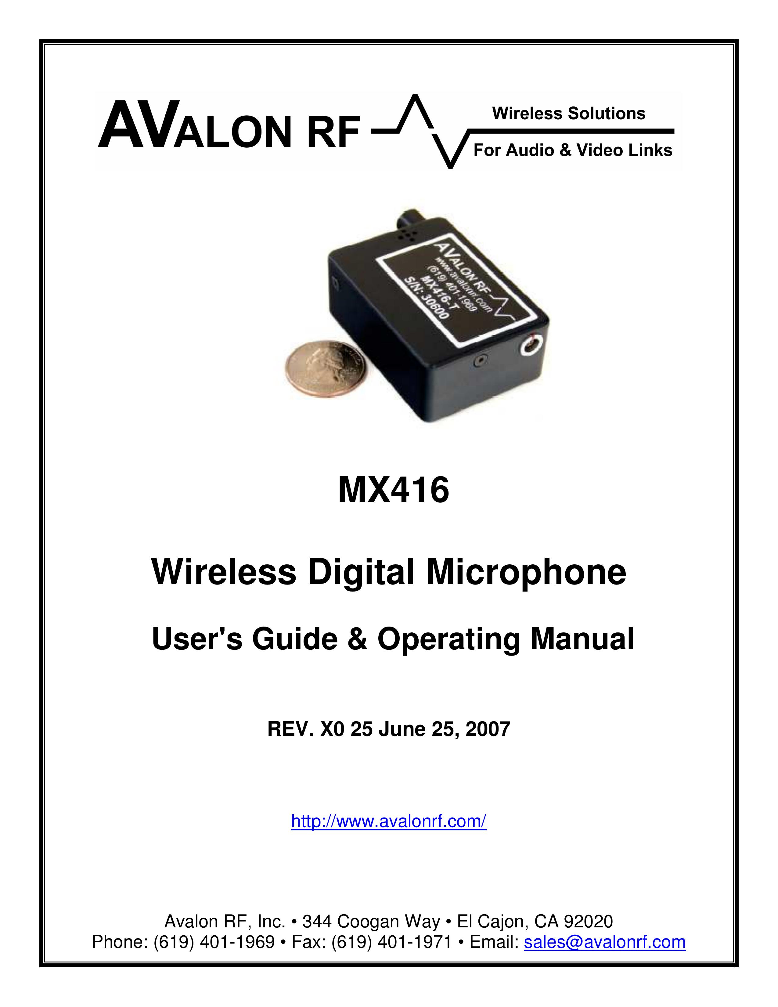 Avalon Acoustics MX416 Microphone User Manual