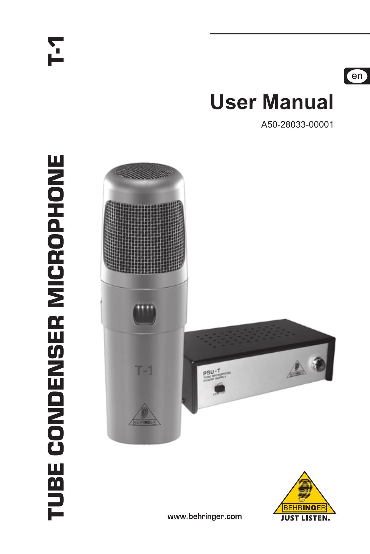 Behringer T1 Microphone User Manual