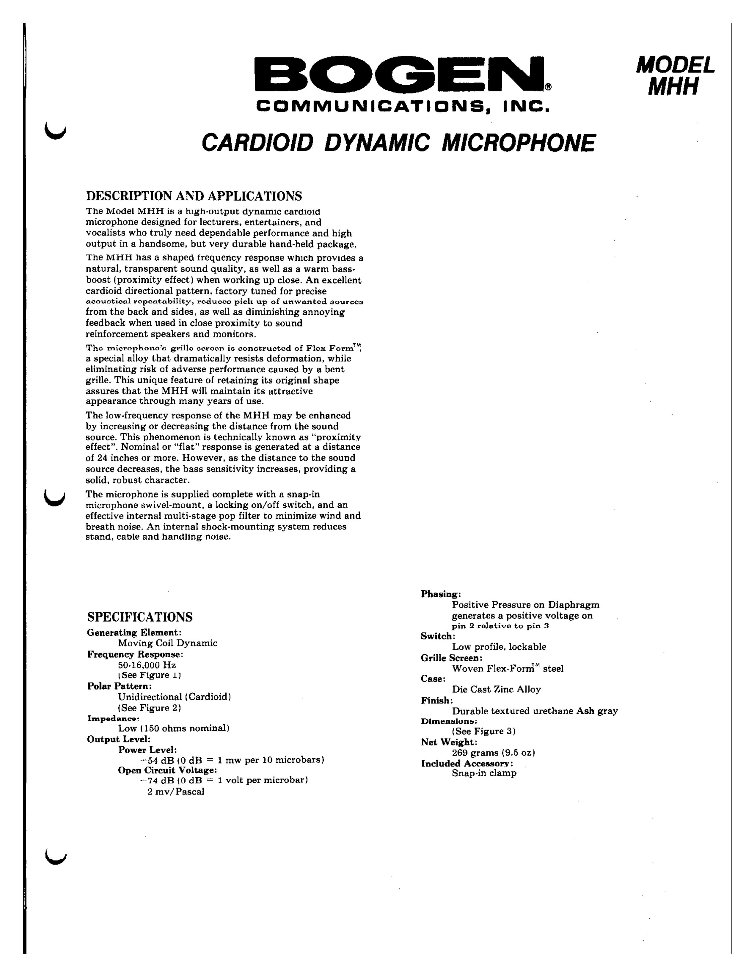 Bogen MHH Microphone User Manual