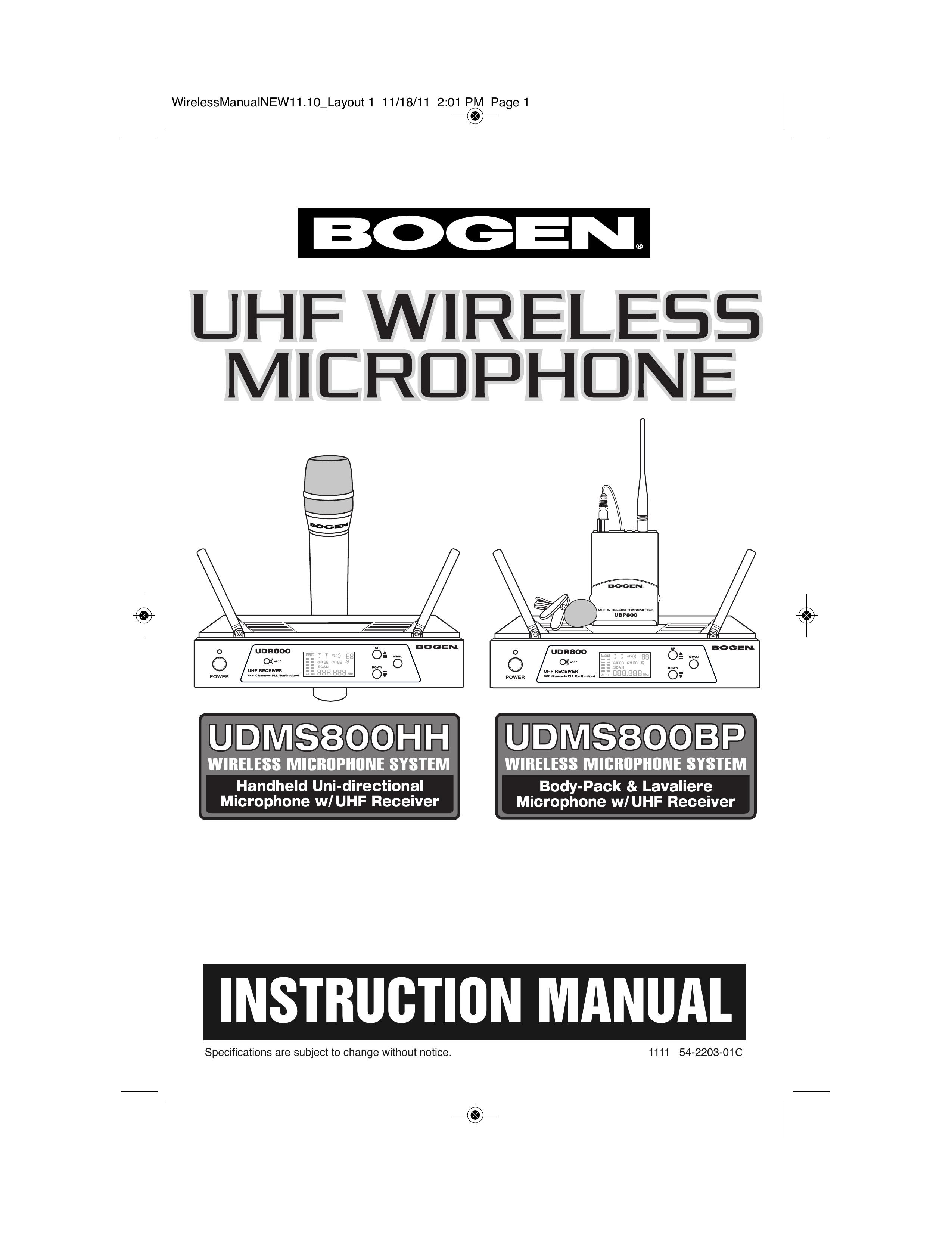 Bogen UDMS800BP Microphone User Manual