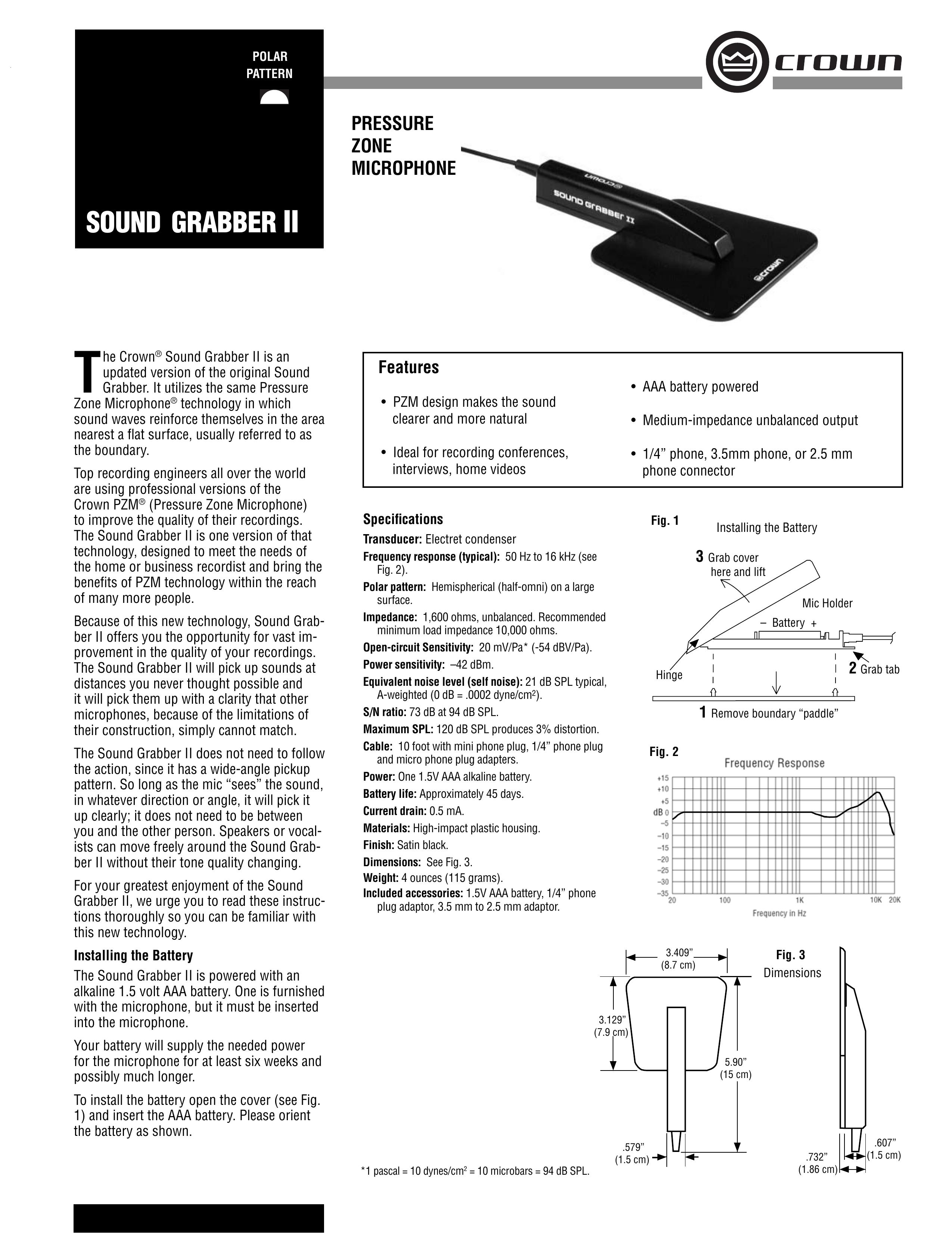 Crown Audio II Microphone User Manual