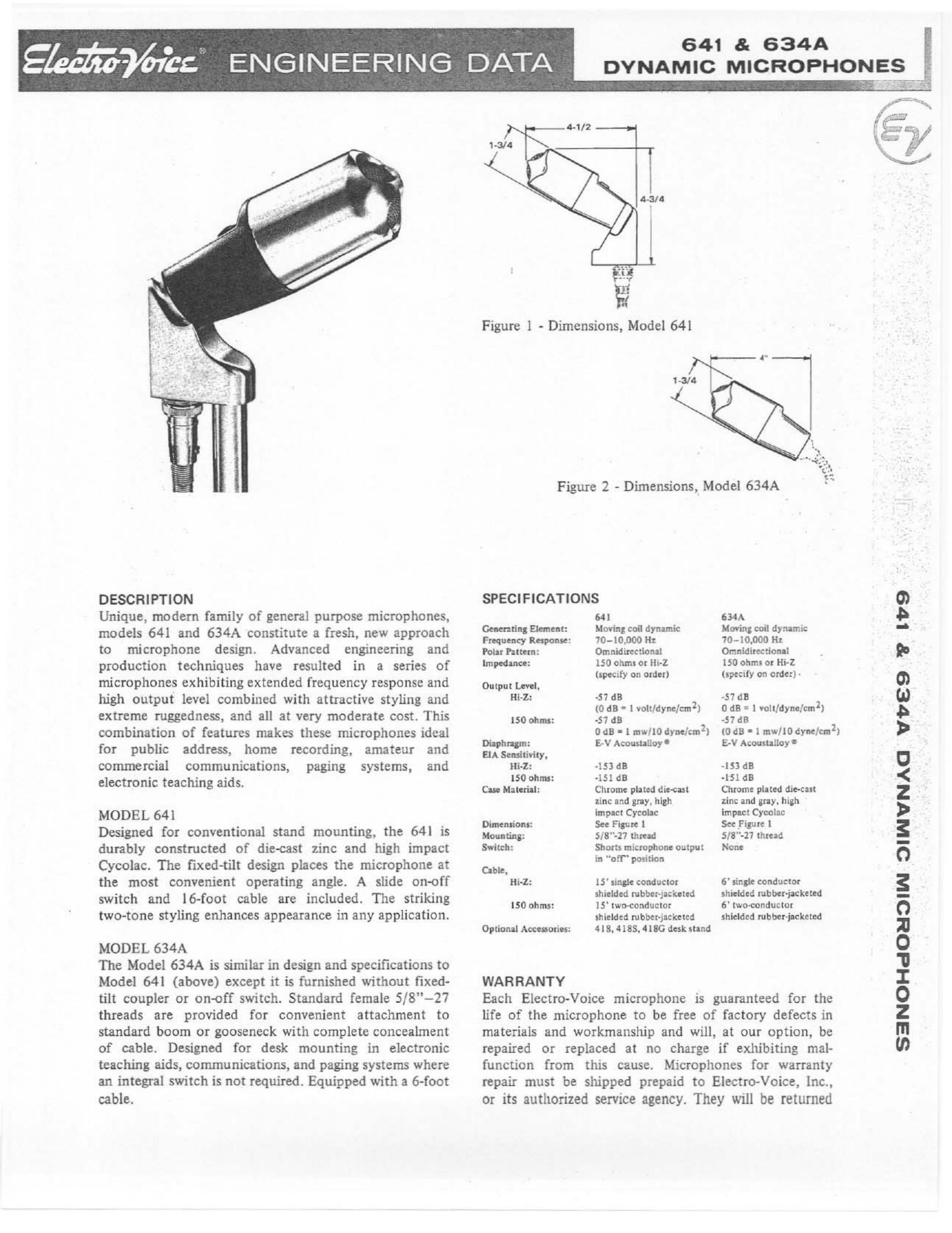 Electro-Voice 641 Microphone User Manual