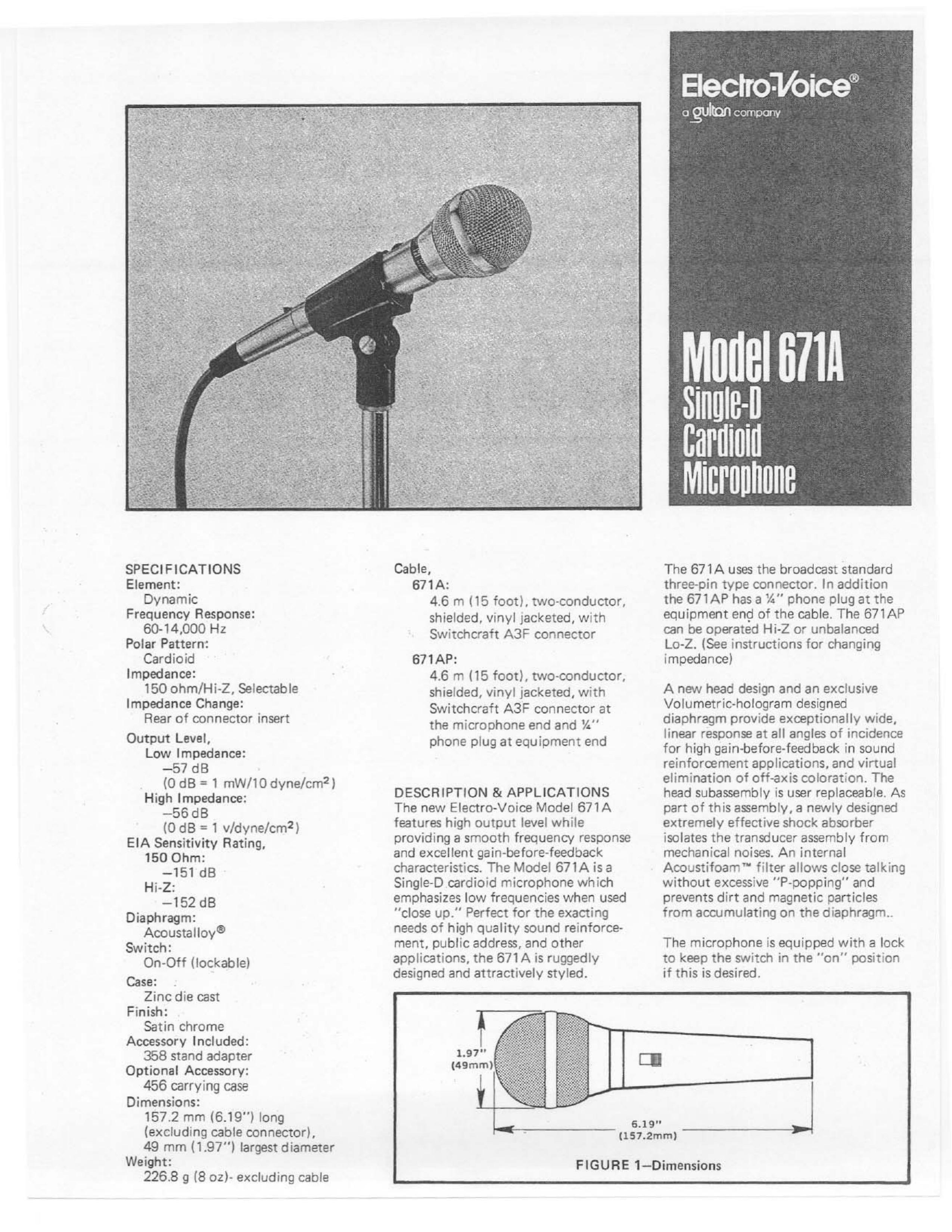 Electro-Voice 671A Microphone User Manual