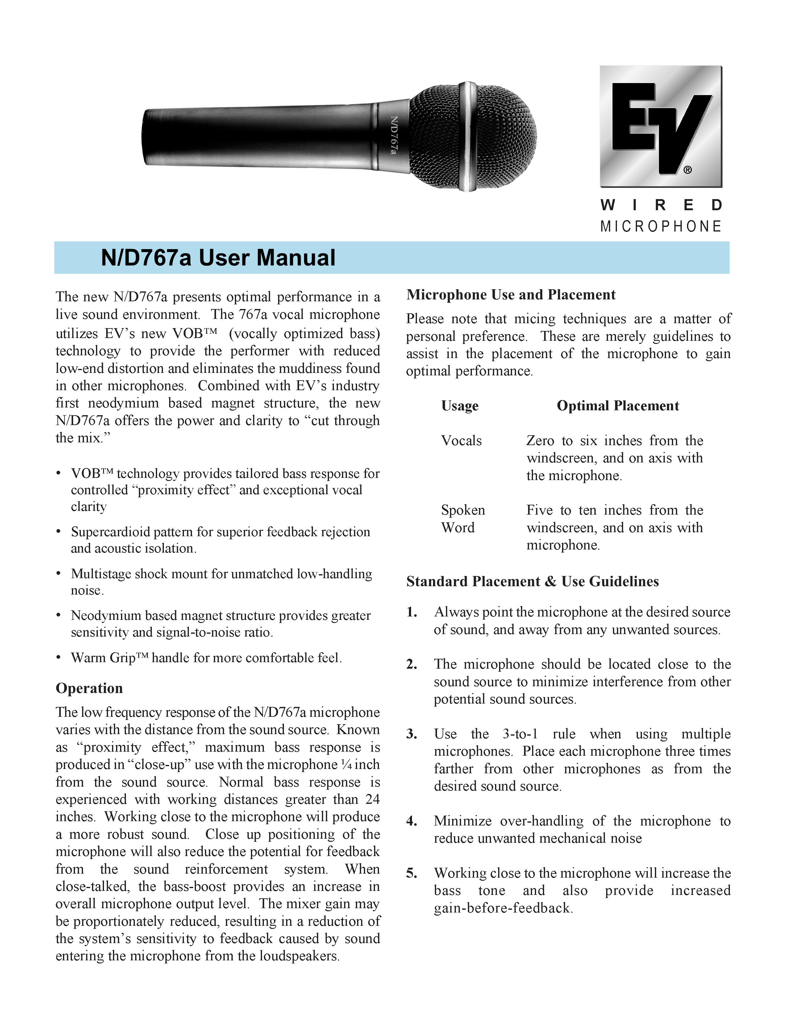 EV Rider N/D767A Microphone User Manual