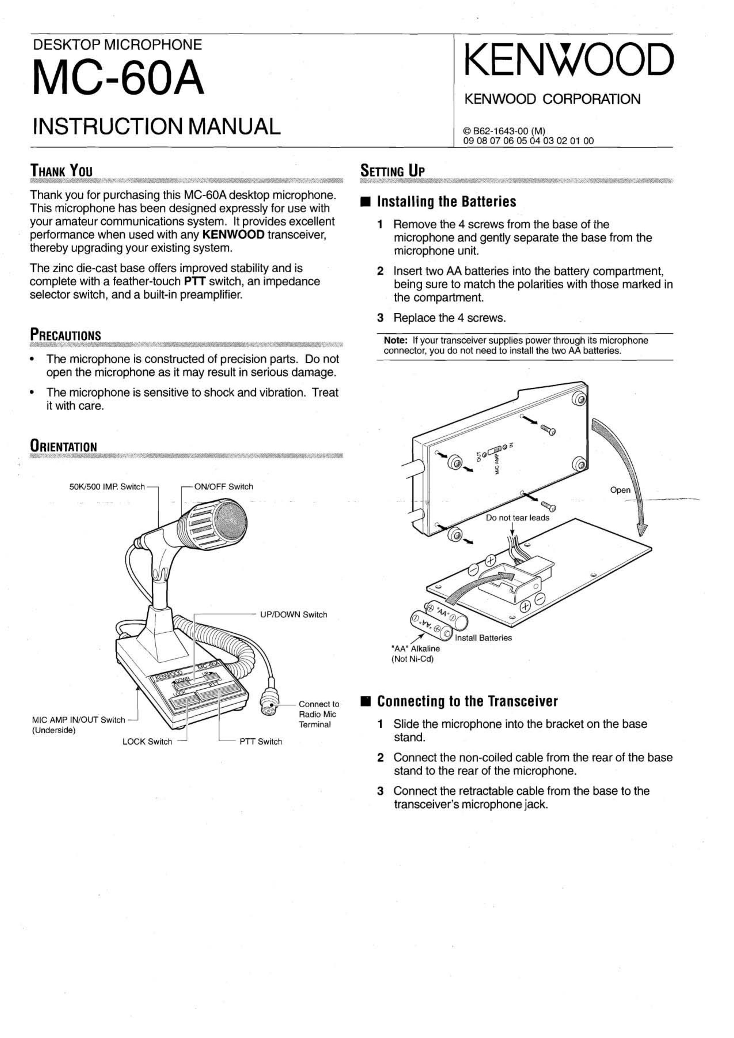 Kenwood MC-60A Microphone User Manual