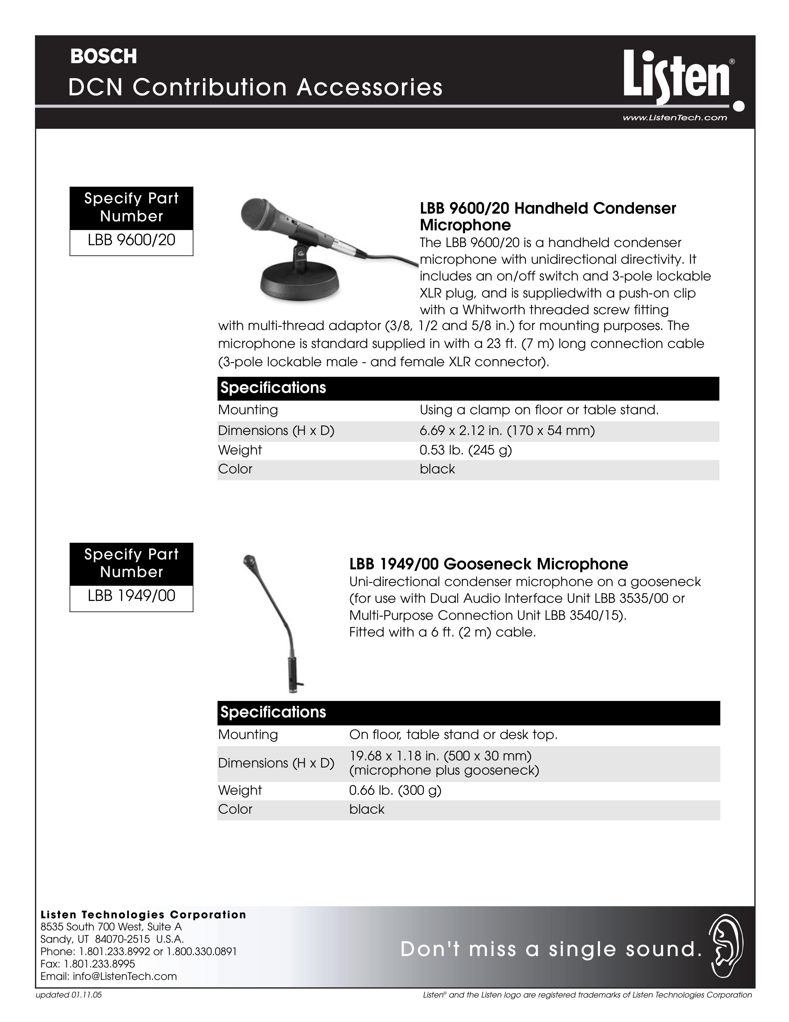Listen Technologies LBB 1900 Microphone User Manual