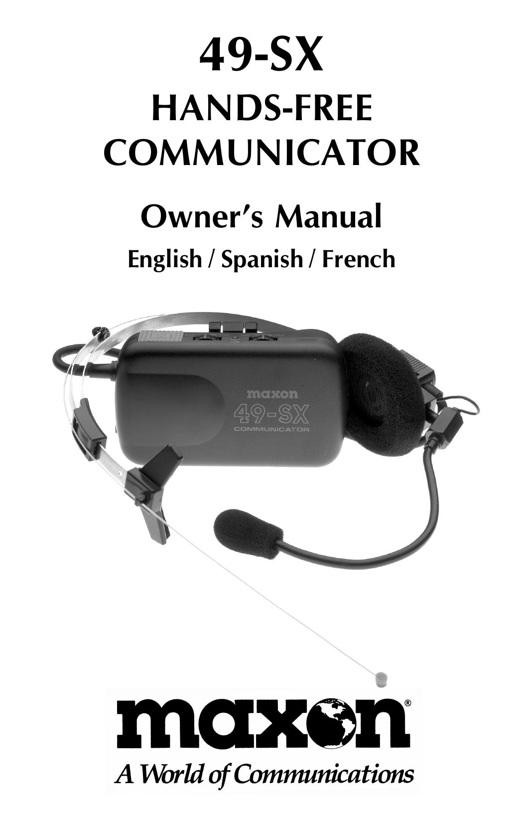 Maxon Telecom hands-free communicator Microphone User Manual