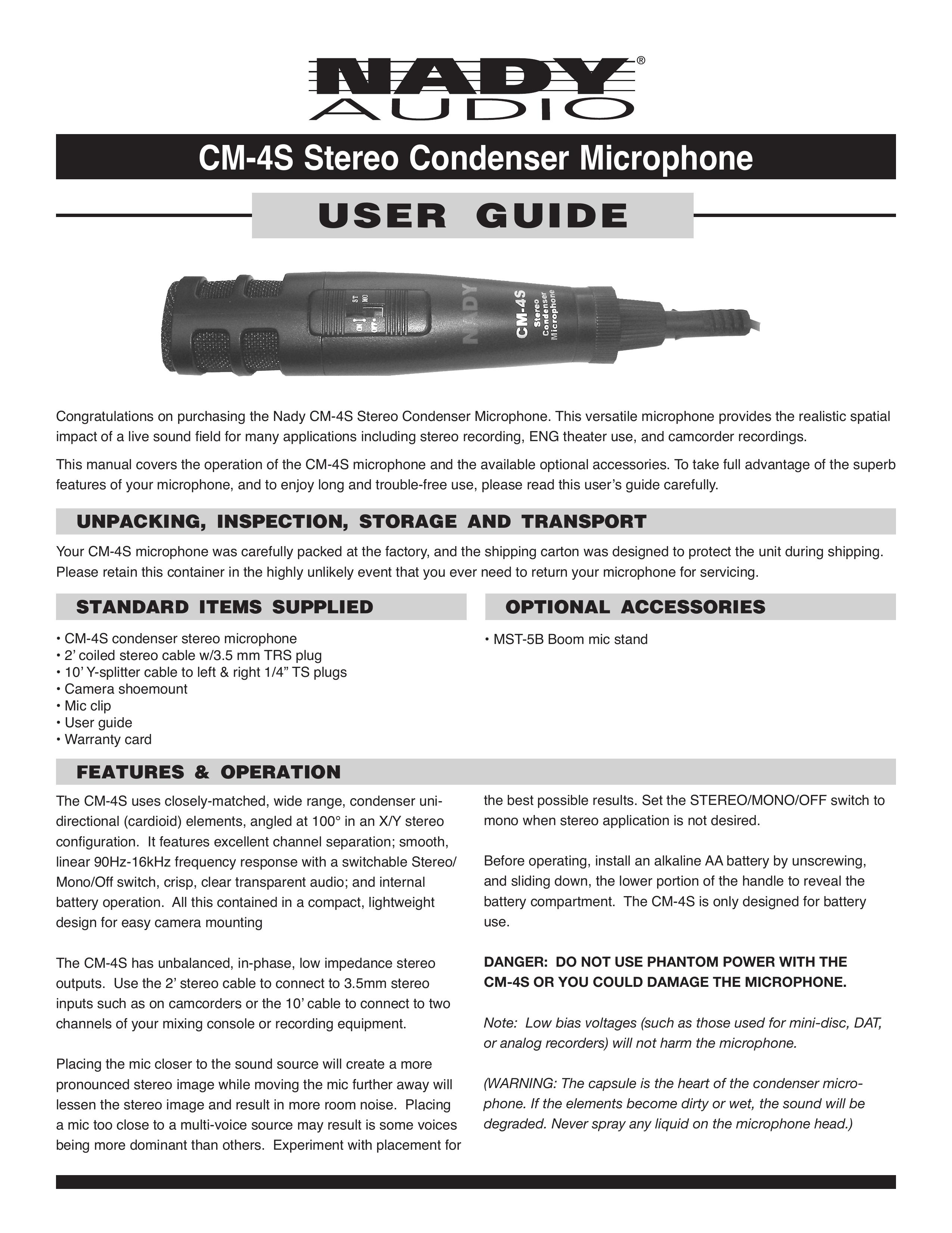 Nady Systems CM-4S Microphone User Manual