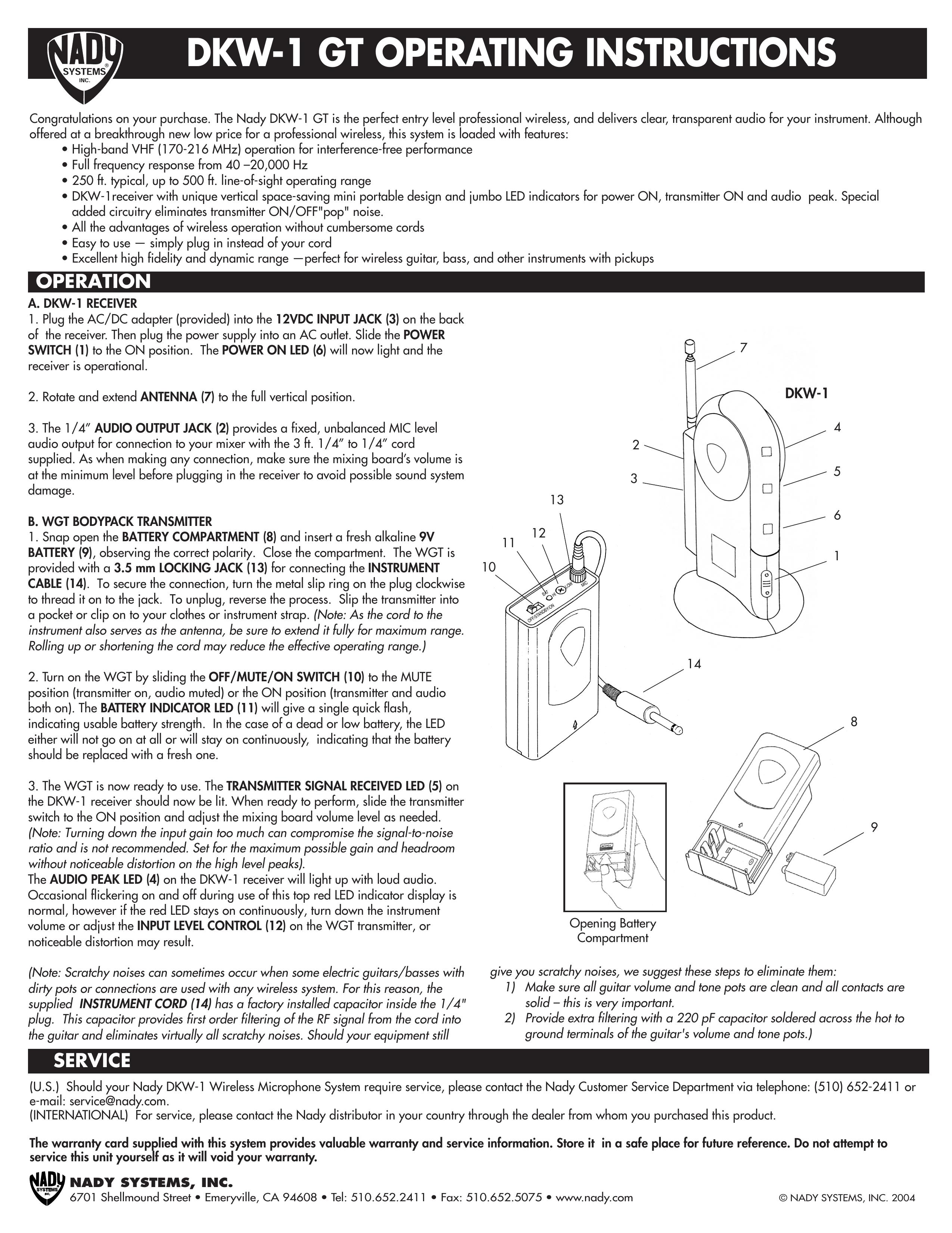 Nady Systems DKW1HTFSYS Microphone User Manual