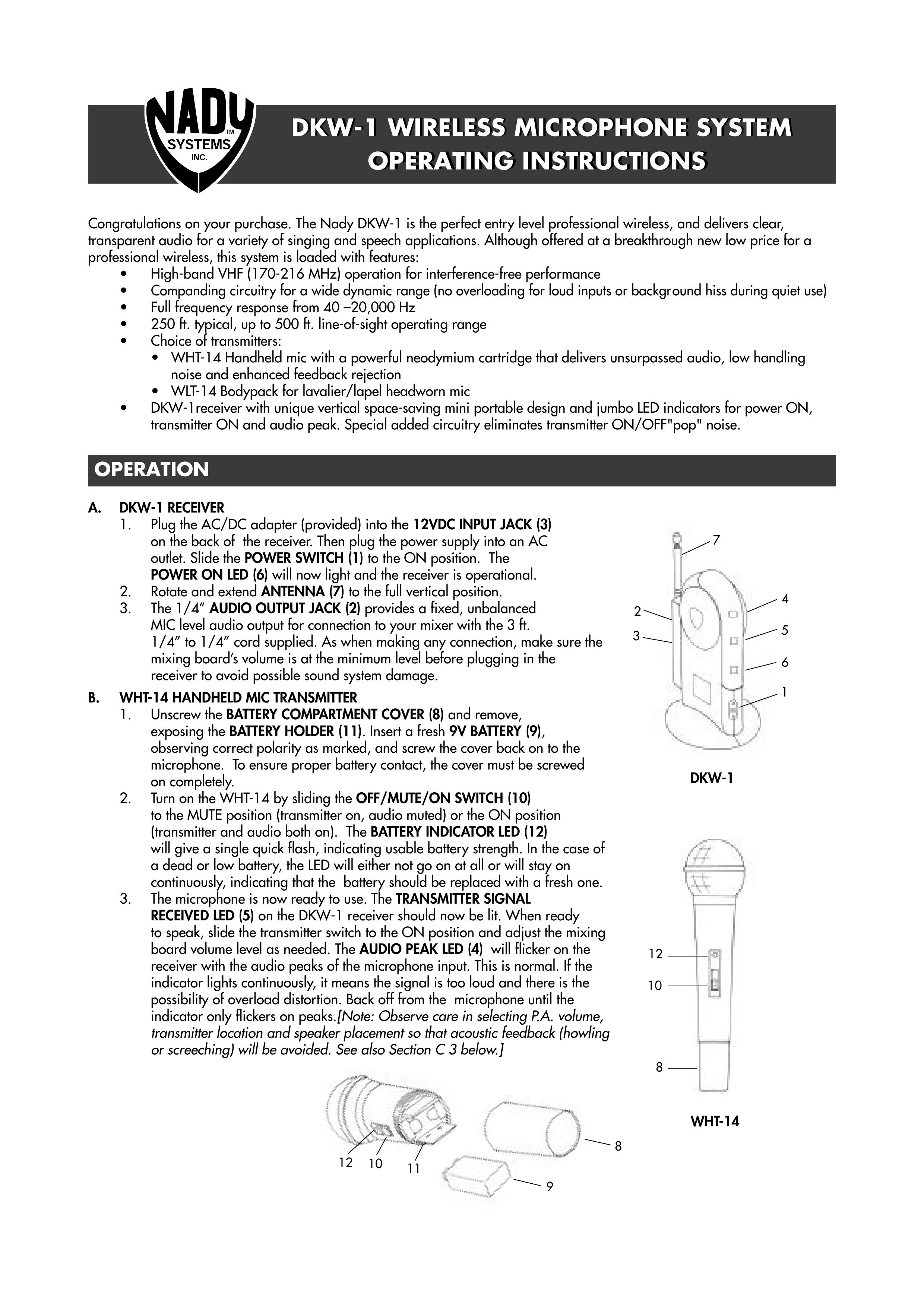 Nady Systems DKW1HTHSYS Microphone User Manual