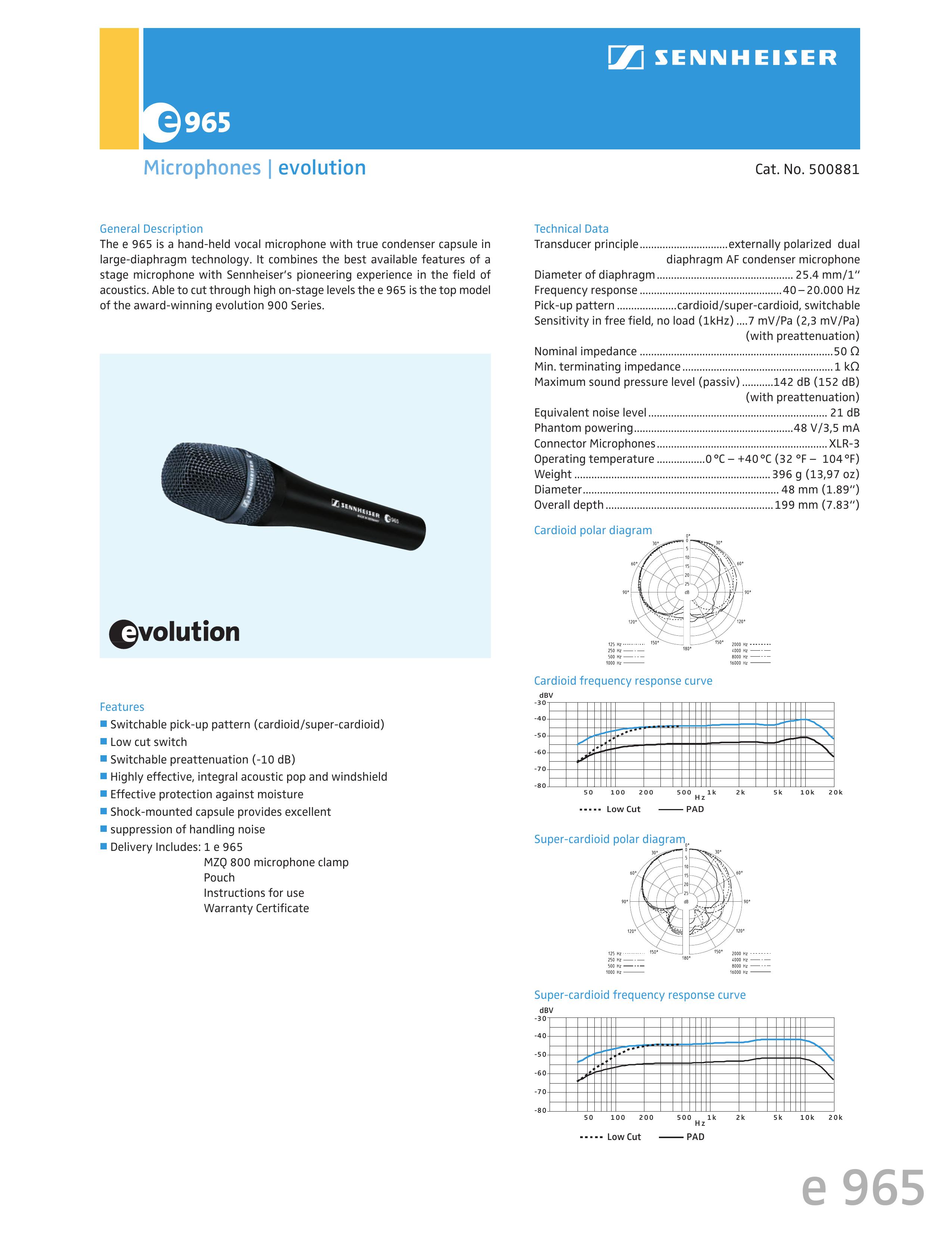 Sennheiser 500881 Microphone User Manual