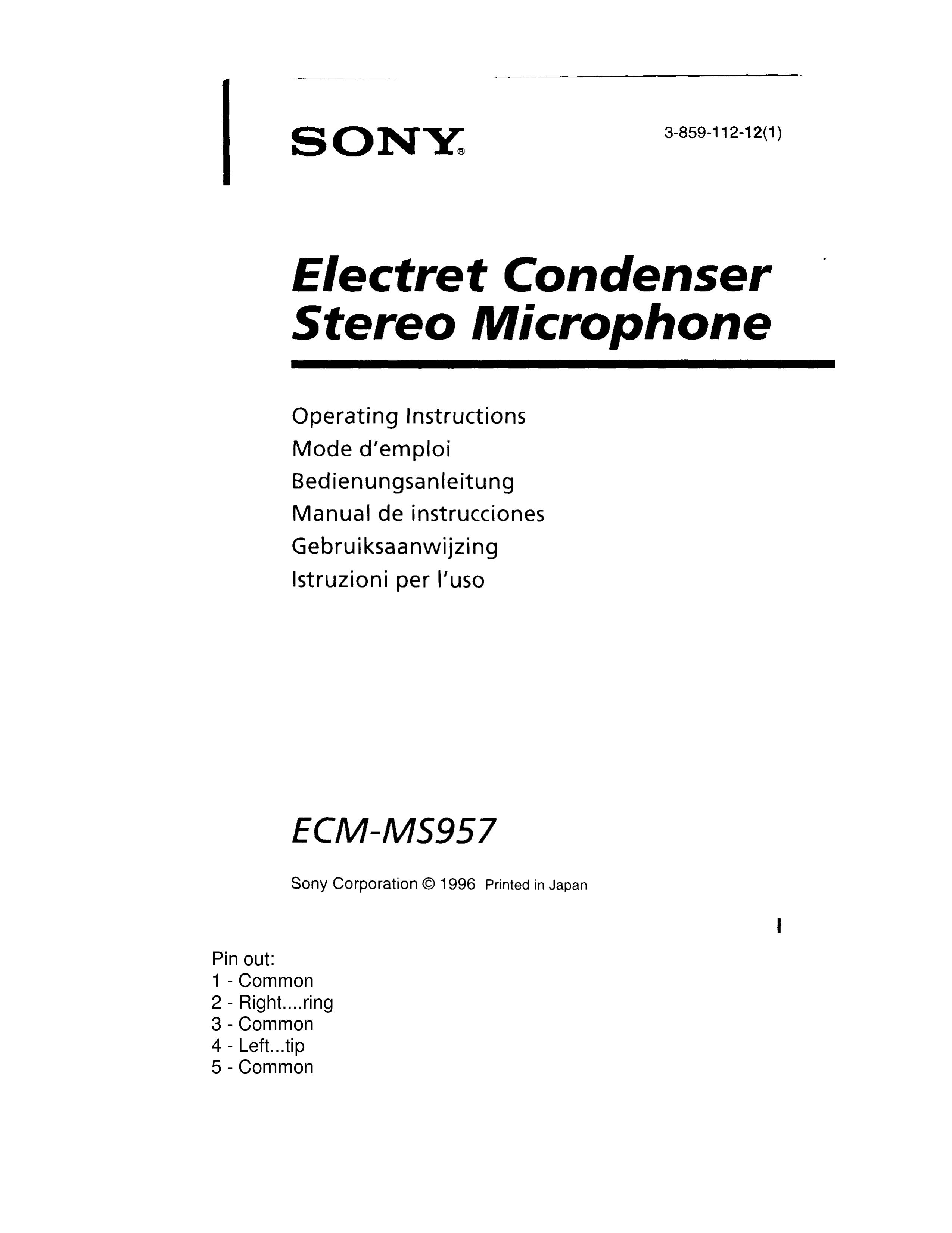 Sony ECM-MS957 Microphone User Manual
