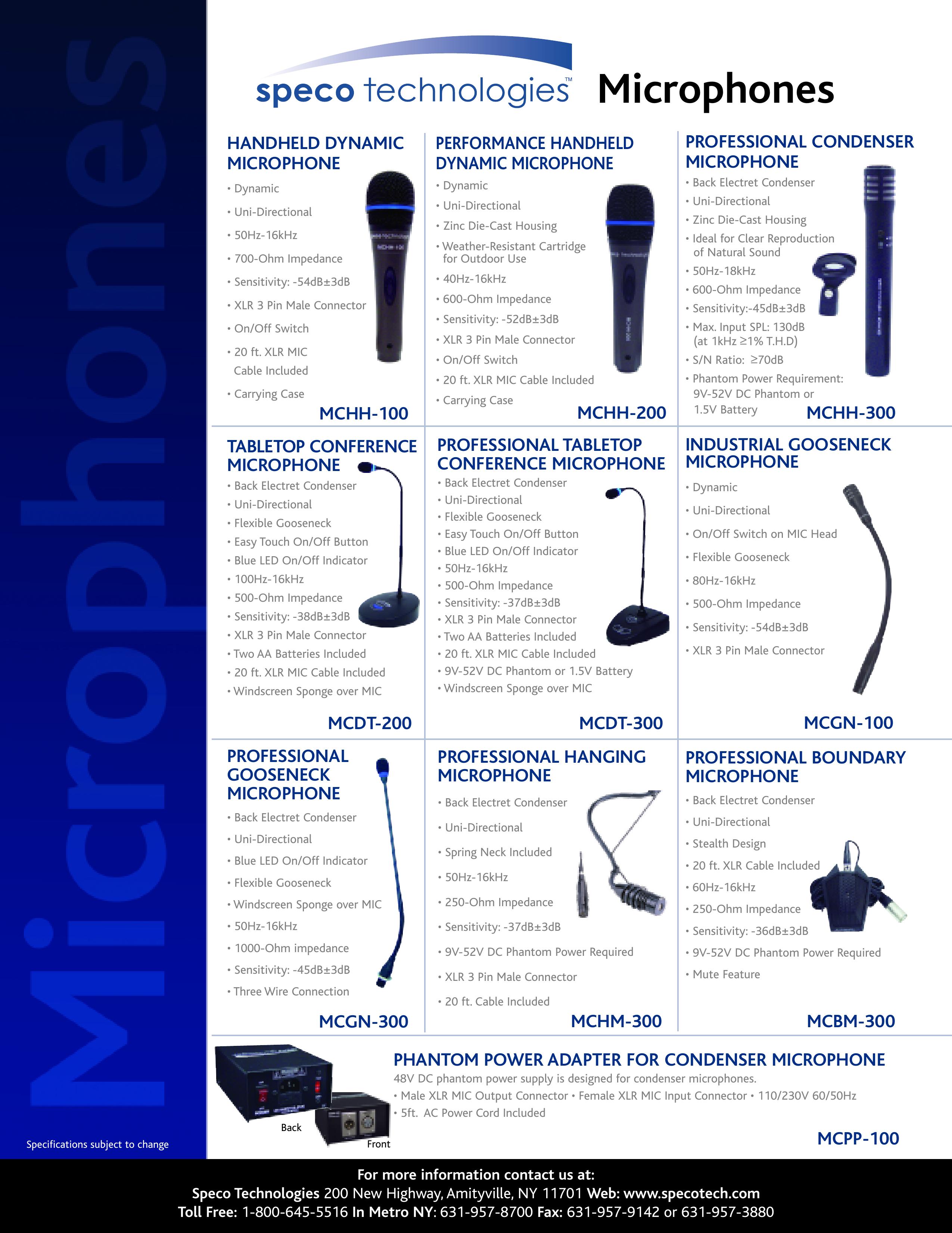 Speco Technologies MCDT-200 Microphone User Manual