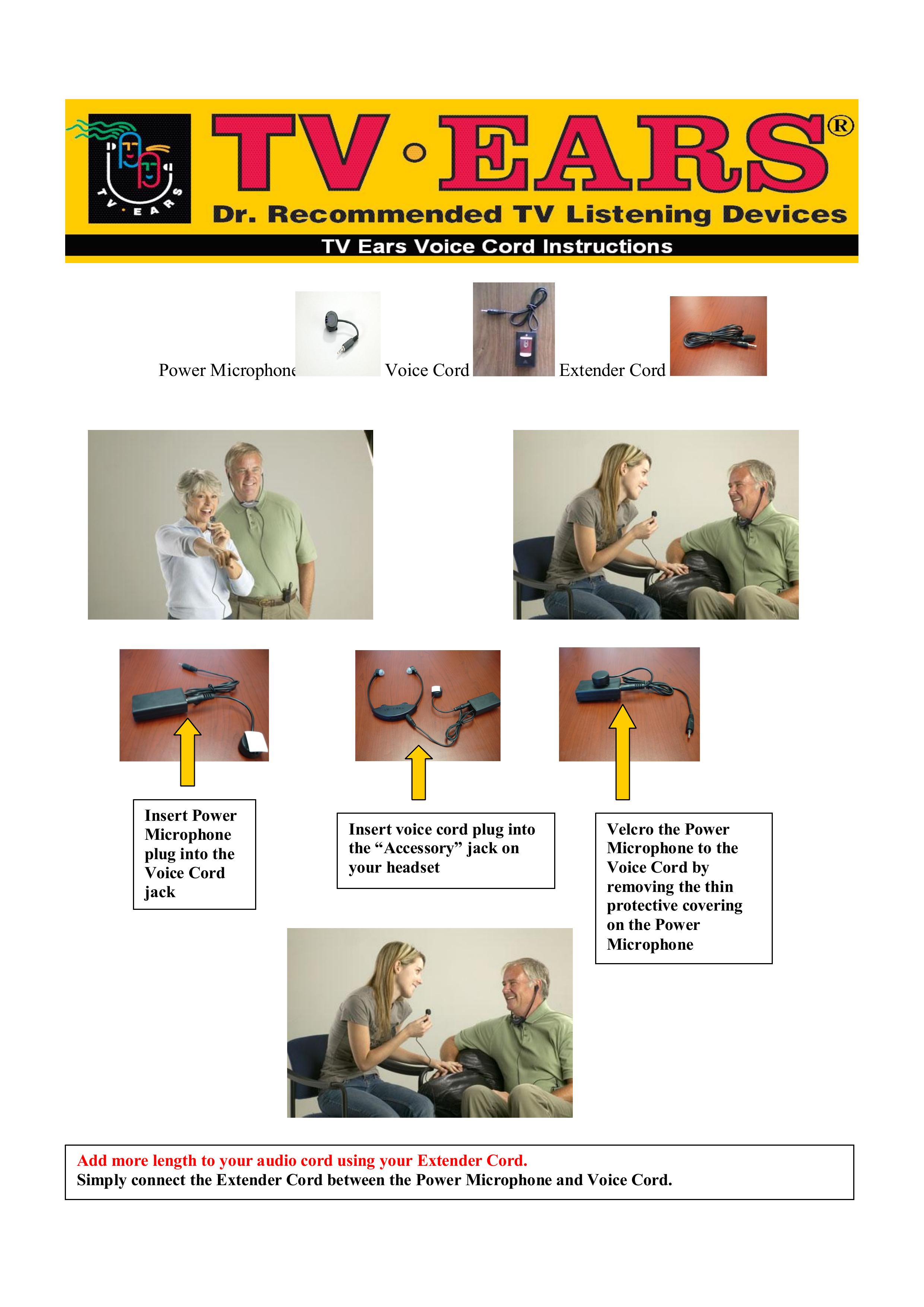 TV Ears Microphone/Voice Cord/Extender Cord Microphone User Manual
