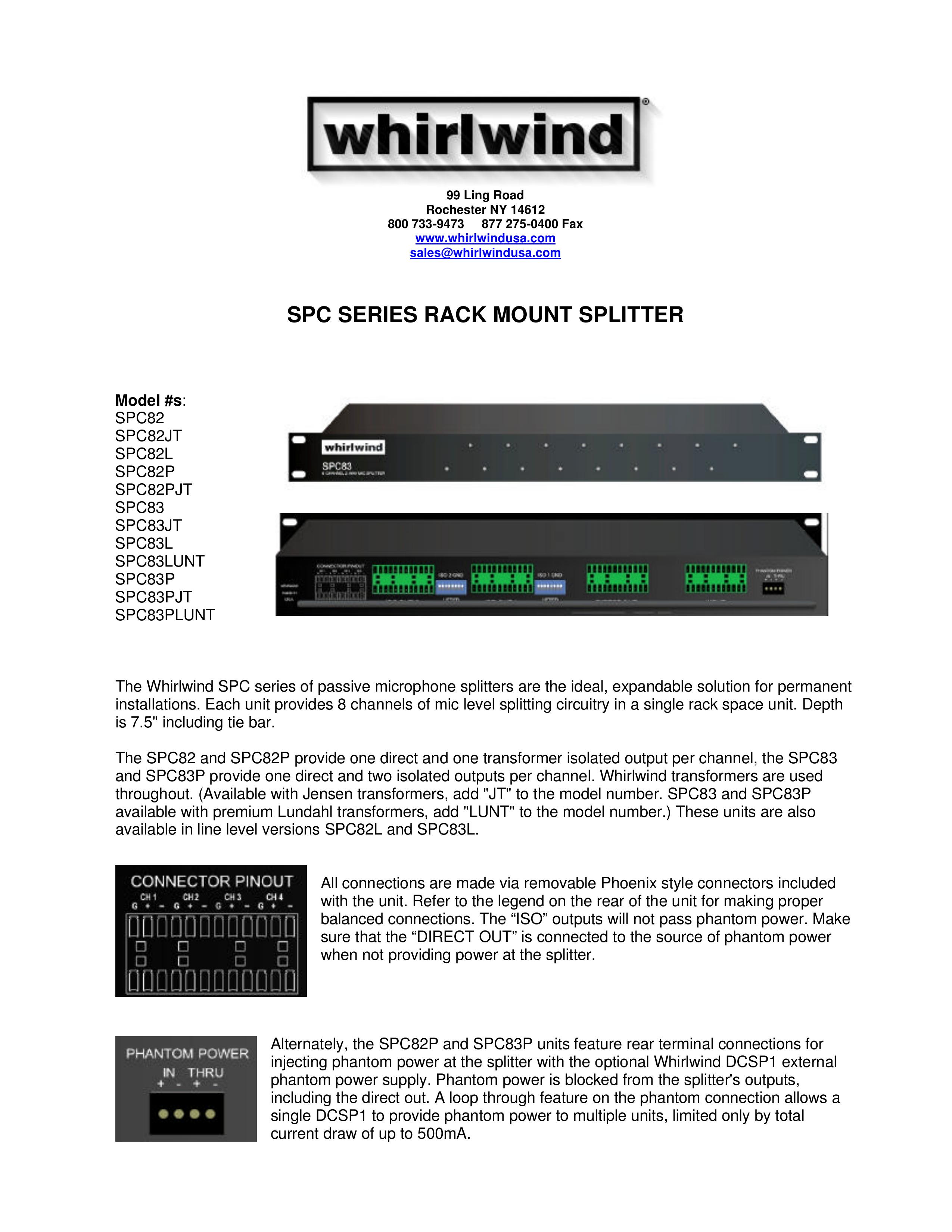 Whirlwind SPC82 Microphone User Manual