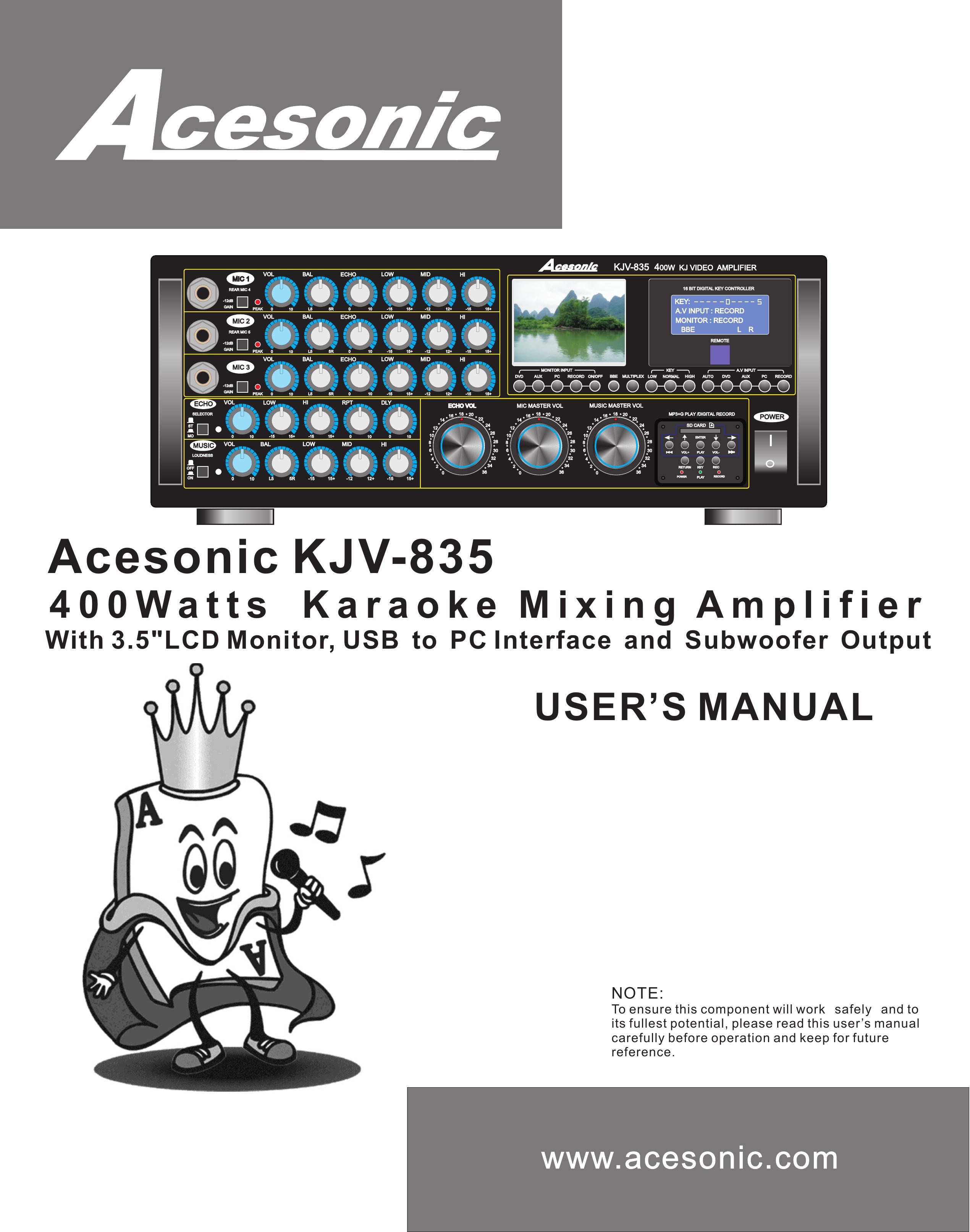 Acesonic KJV-835 Music Mixer User Manual