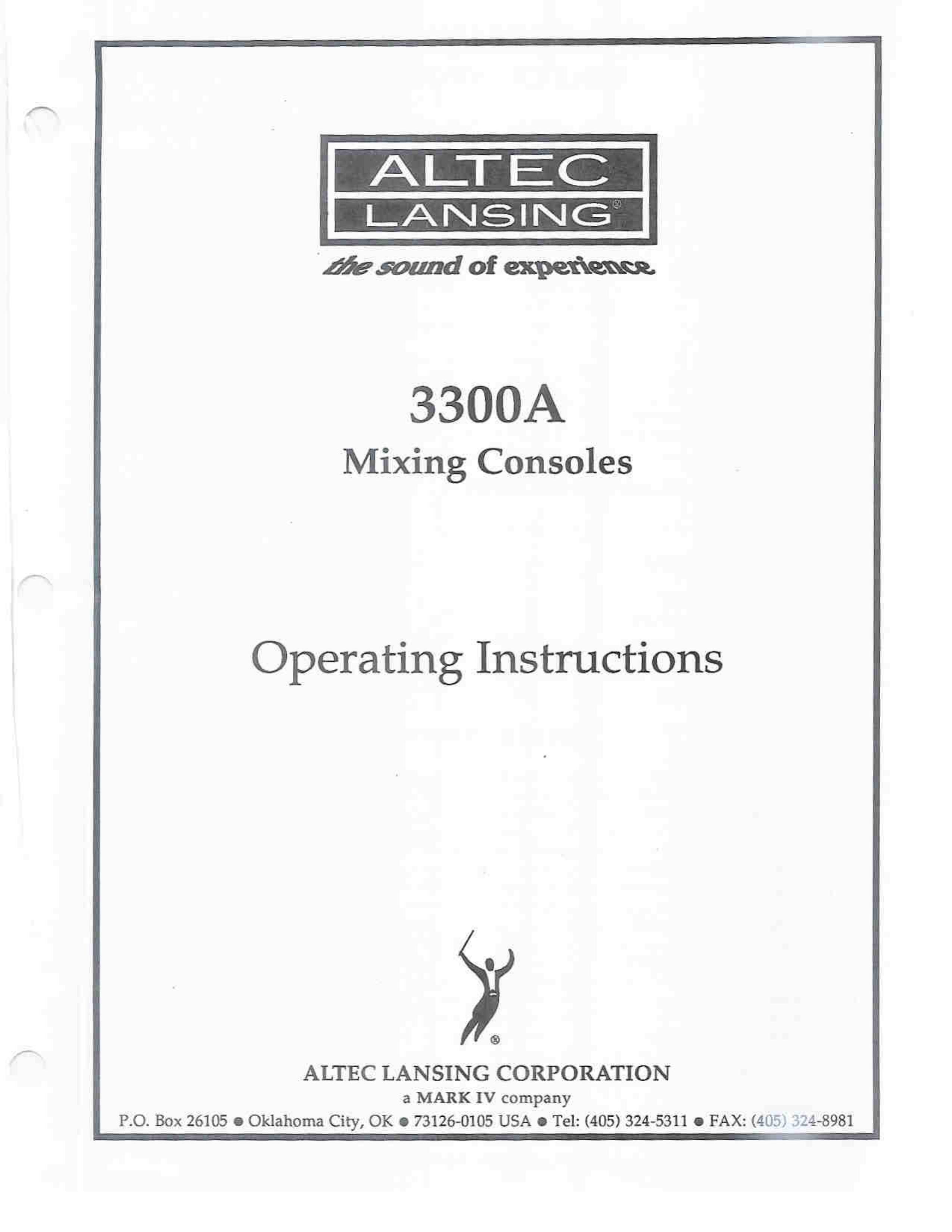 Altec Lansing 3300A Music Mixer User Manual