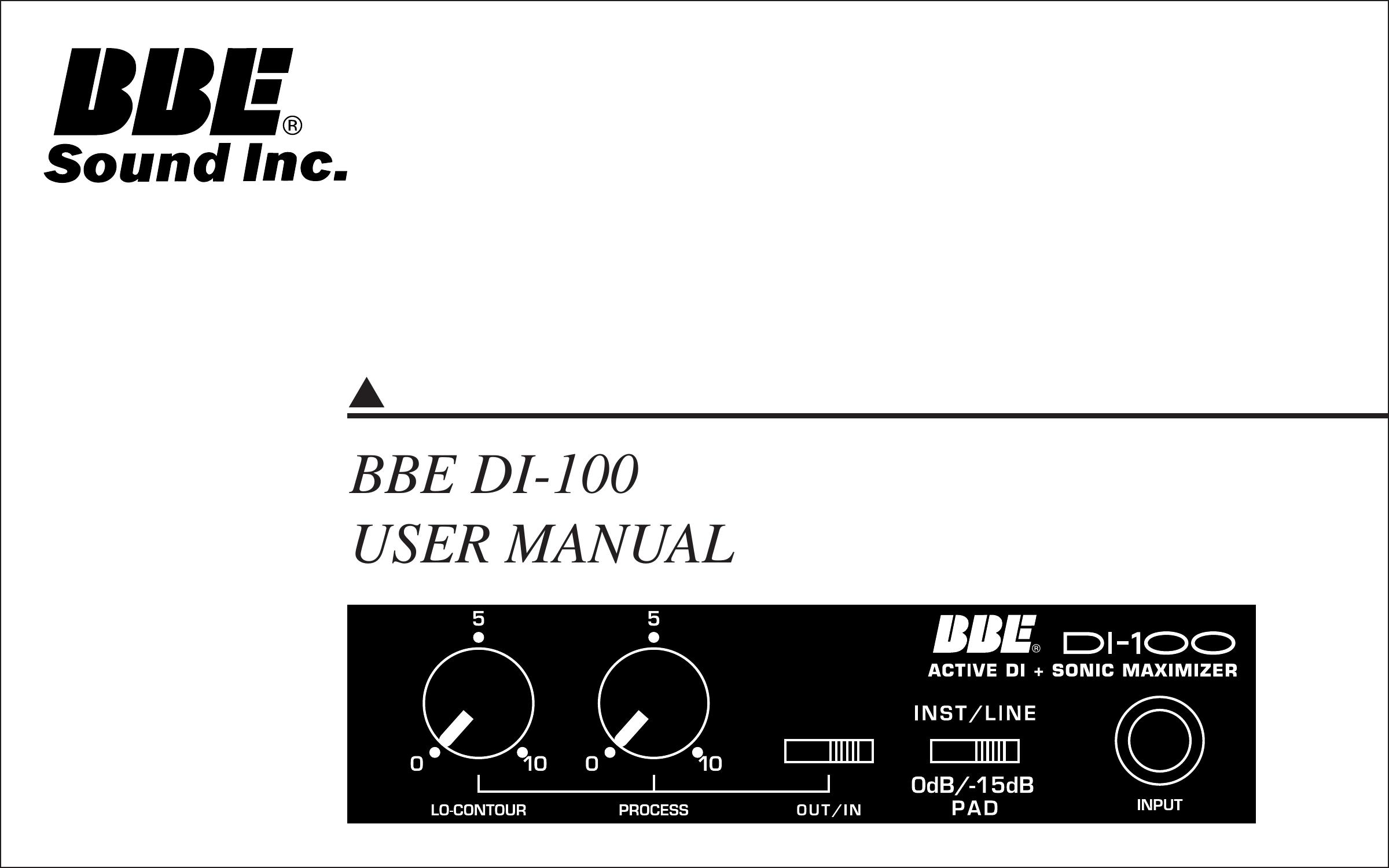 BBE BBE DI-100 Music Mixer User Manual
