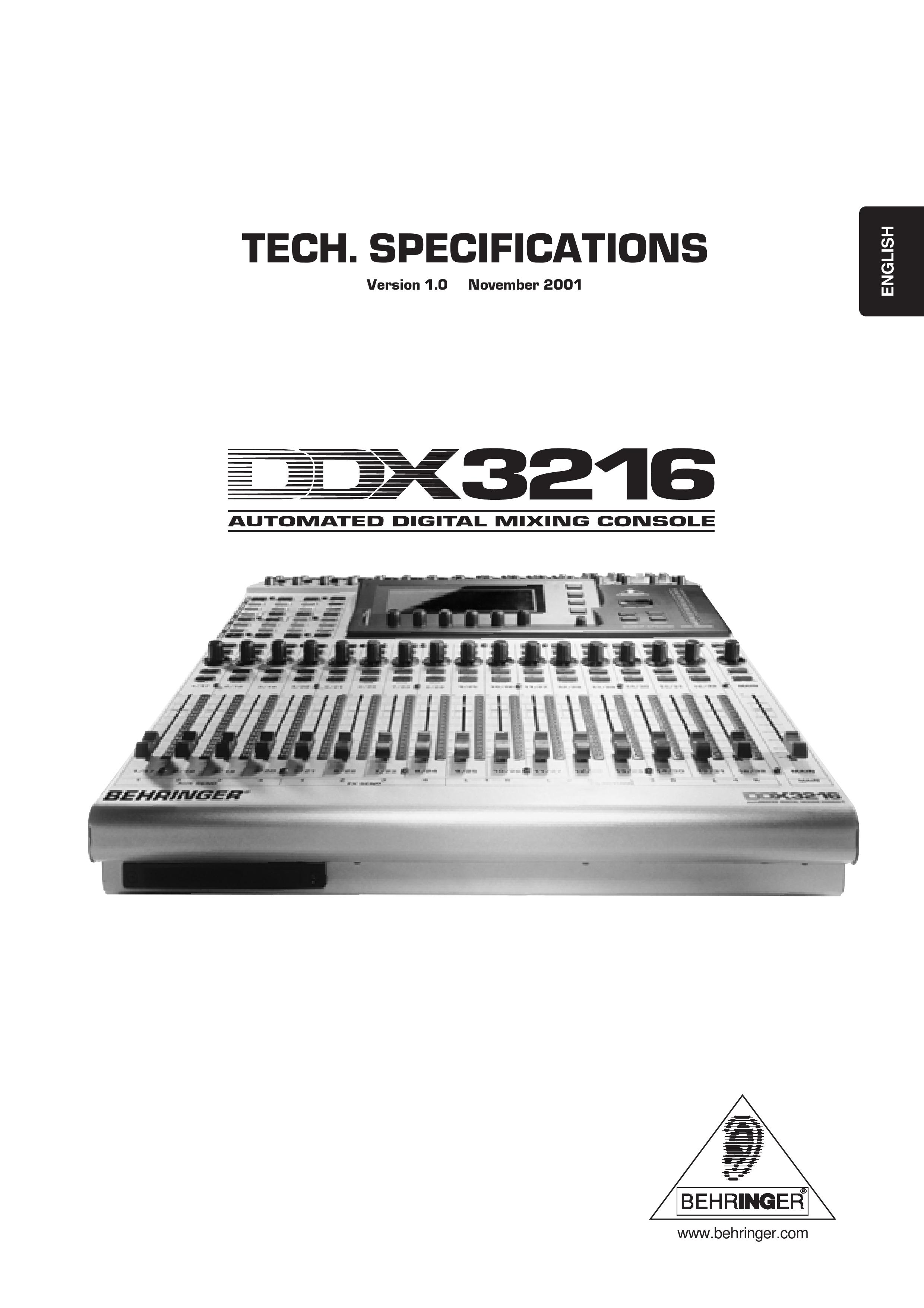 Behringer ddx3216 Music Mixer User Manual