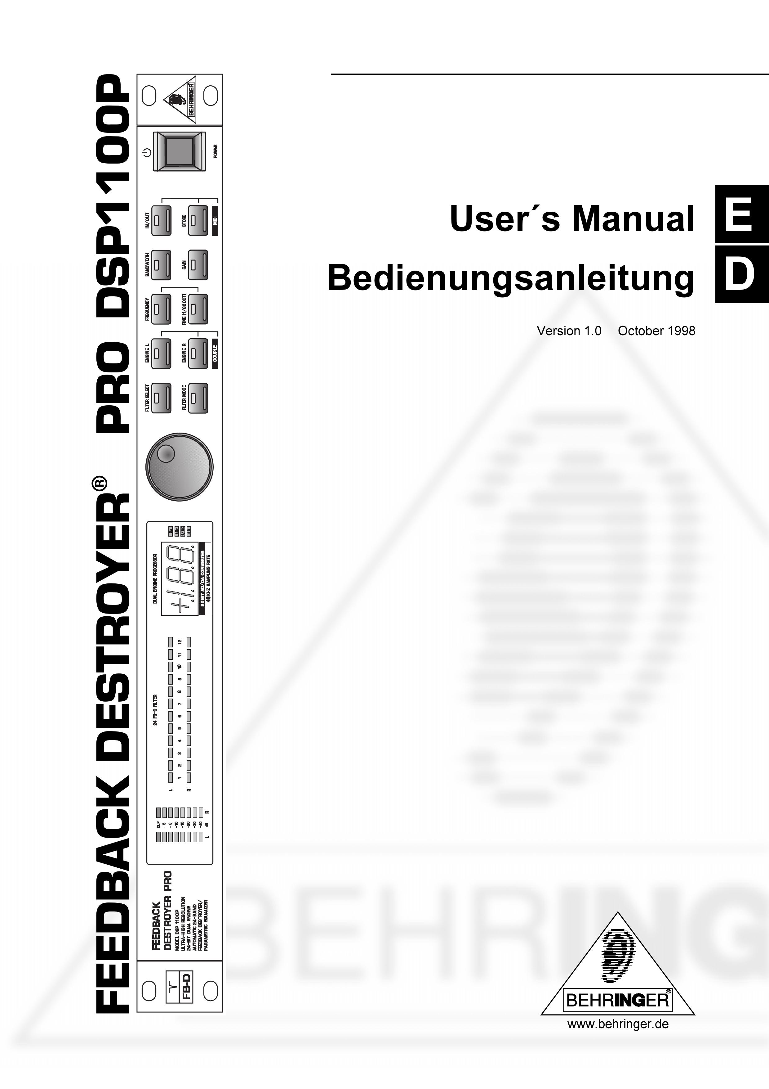 Behringer DSP1100P Music Mixer User Manual
