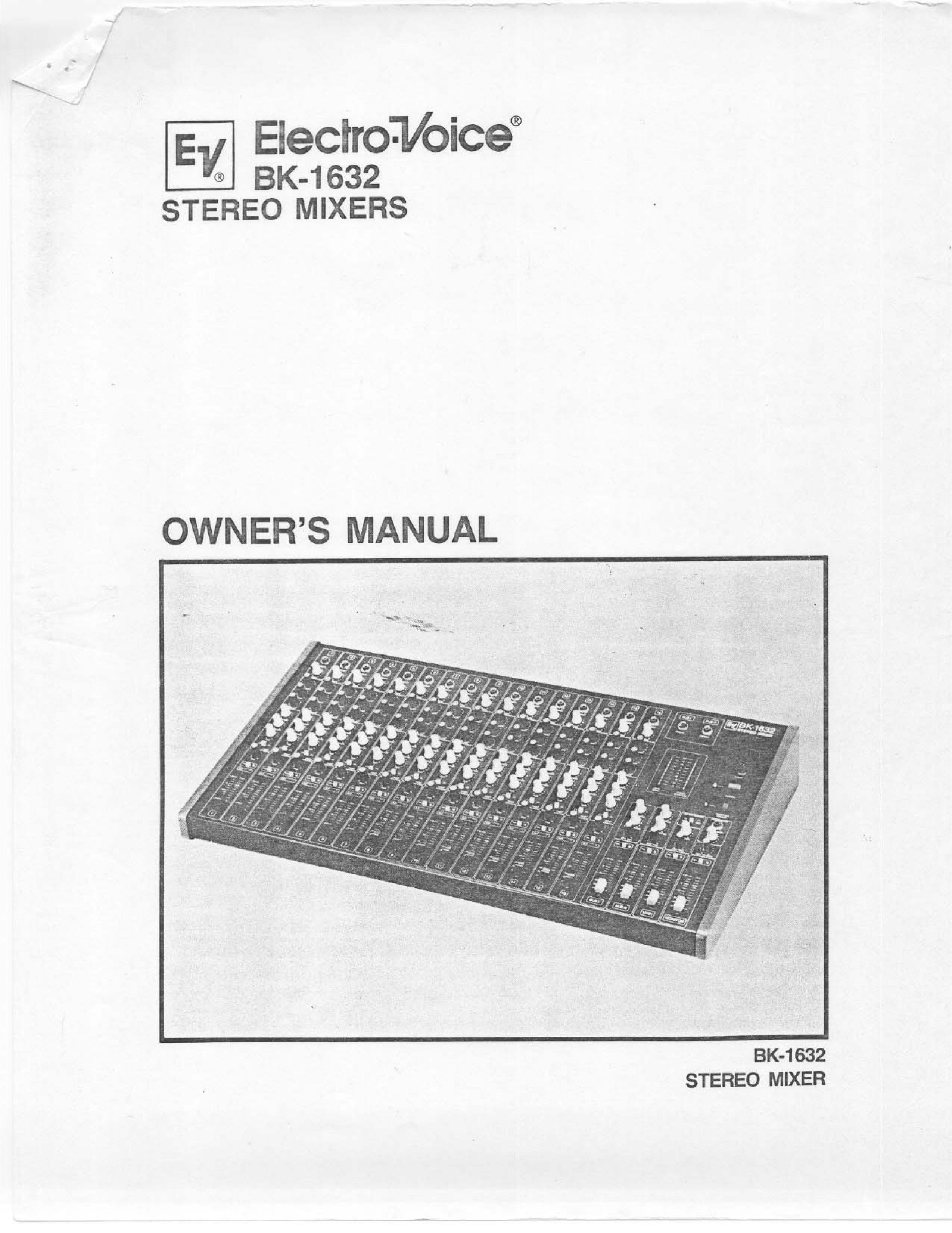 Electro-Voice BK-1632 Music Mixer User Manual