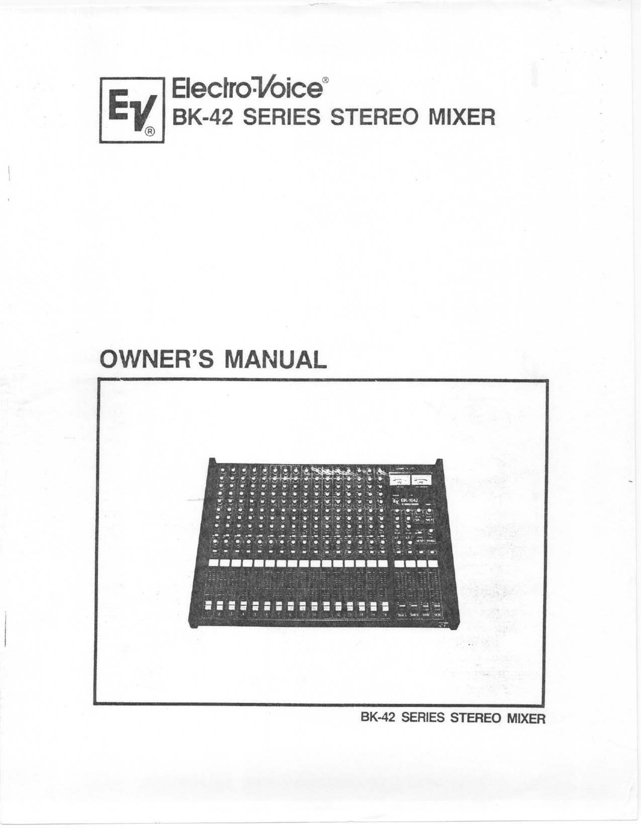 Electro-Voice BK-42 Series Music Mixer User Manual
