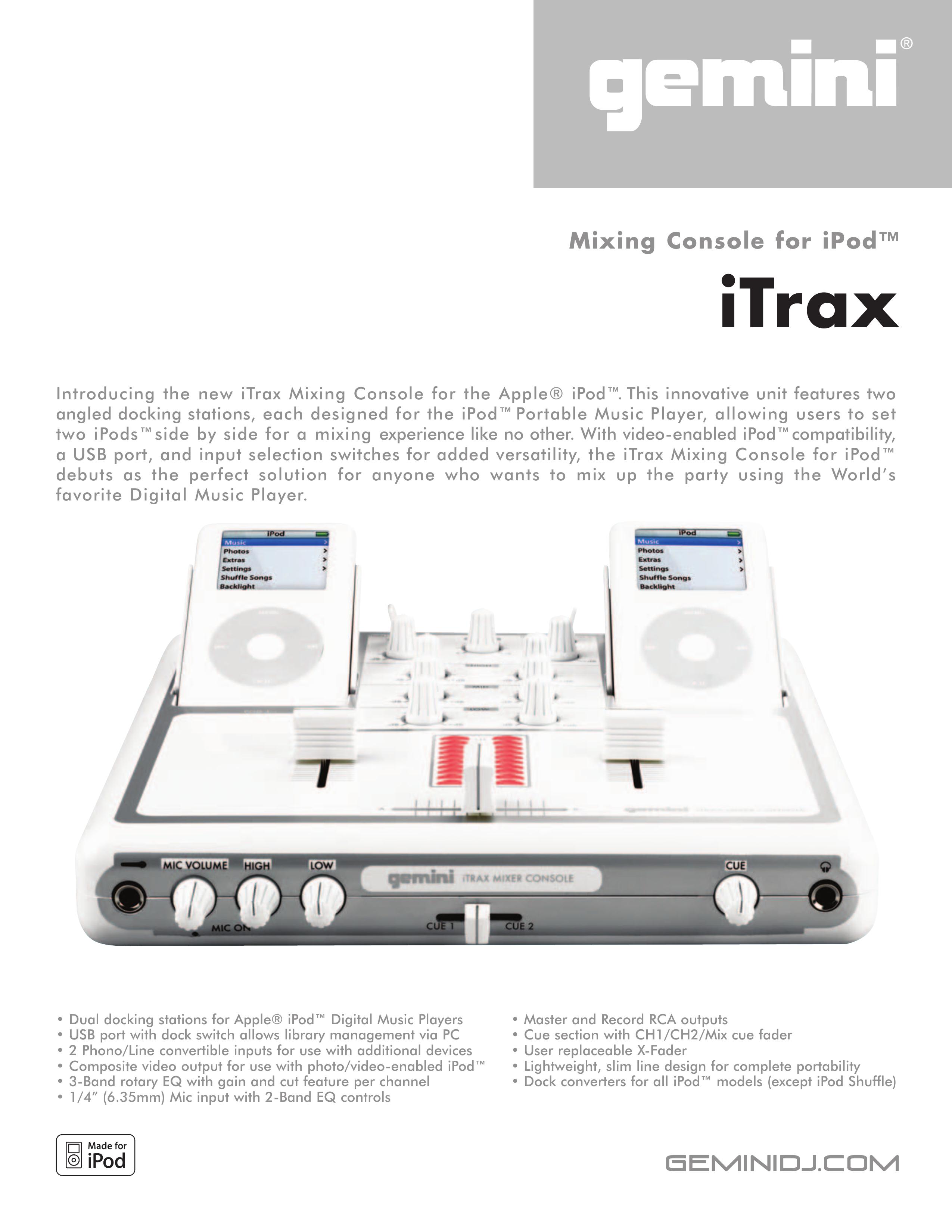 Gemini iTrax Music Mixer User Manual