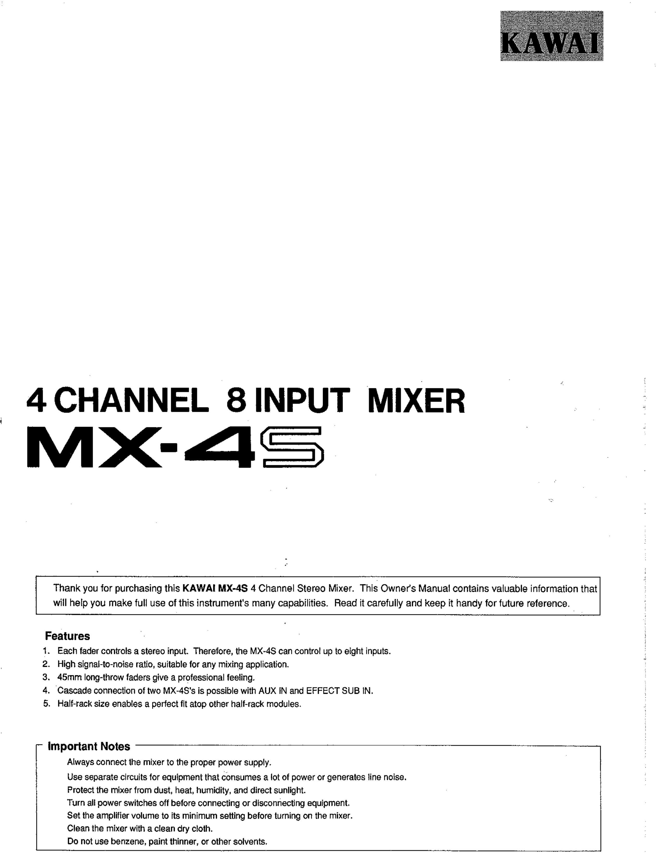 Kawai MX-4S Music Mixer User Manual