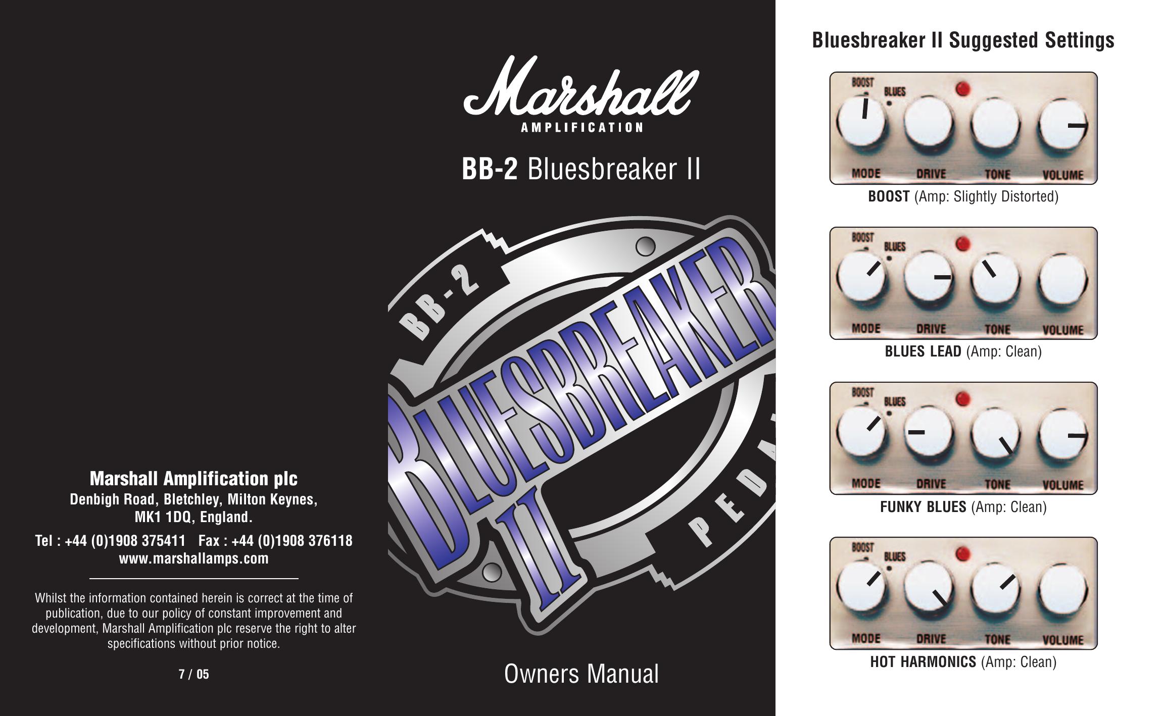 Marshall Amplification BB-2 Music Mixer User Manual