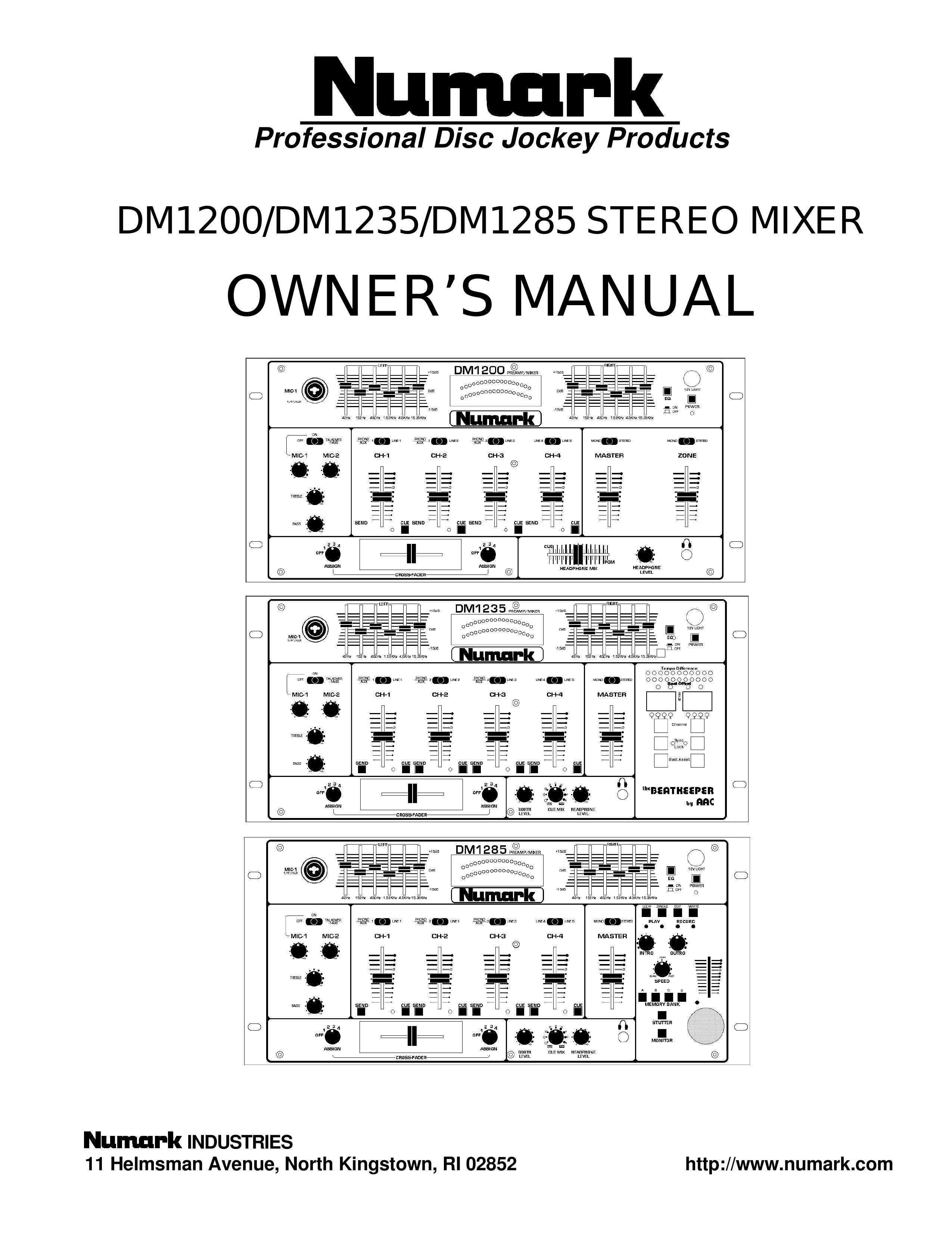 Numark Industries DM1200 Music Mixer User Manual