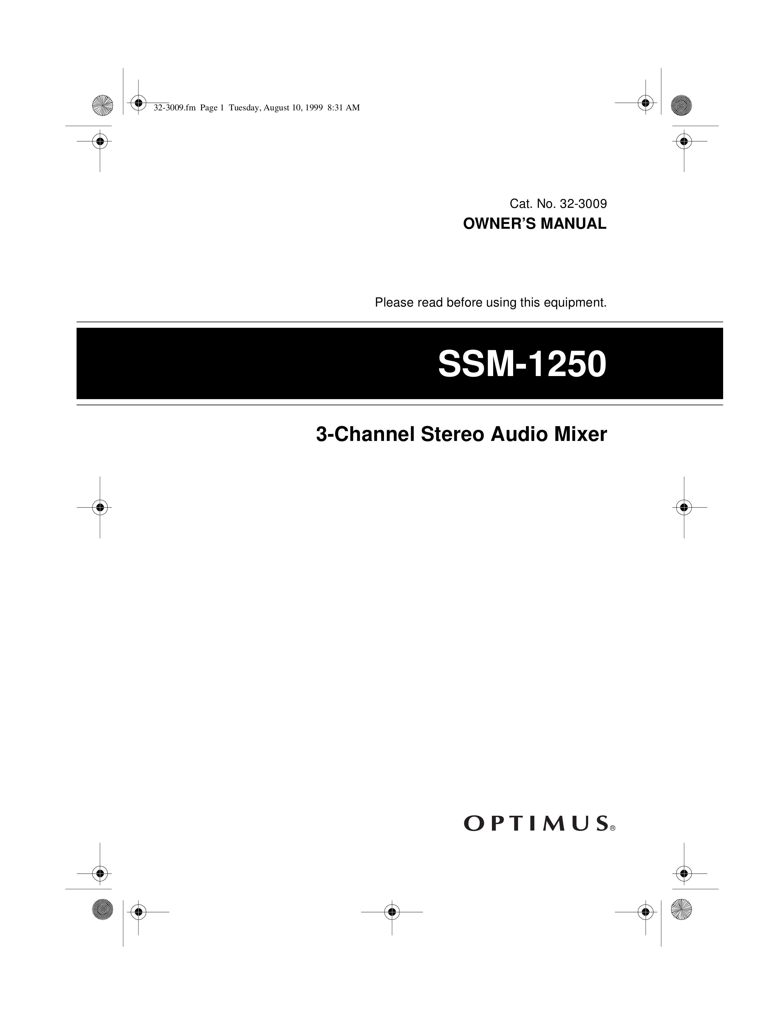 Optimus 32-3009 Music Mixer User Manual