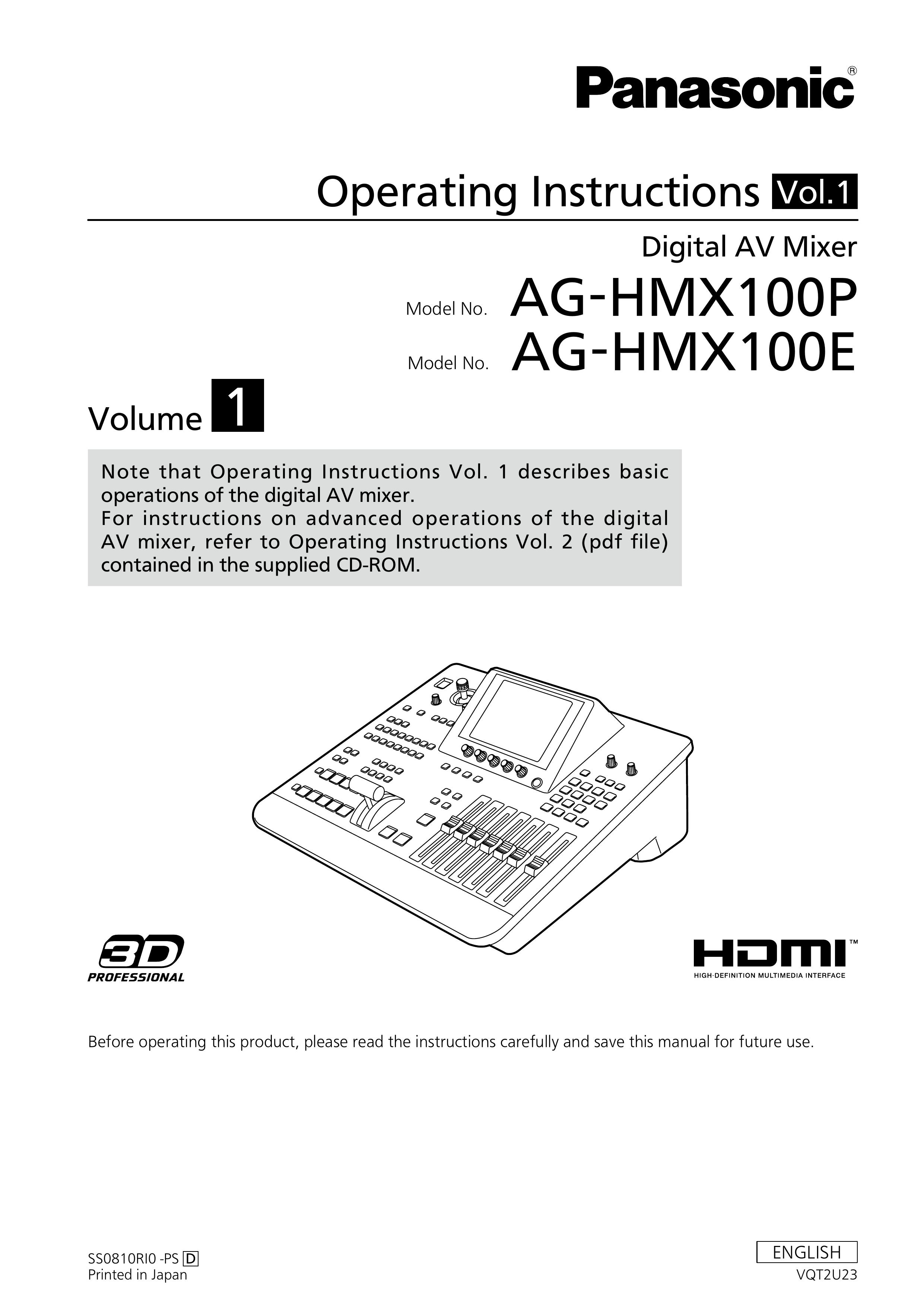 Panasonic AGHMX100PJ Music Mixer User Manual