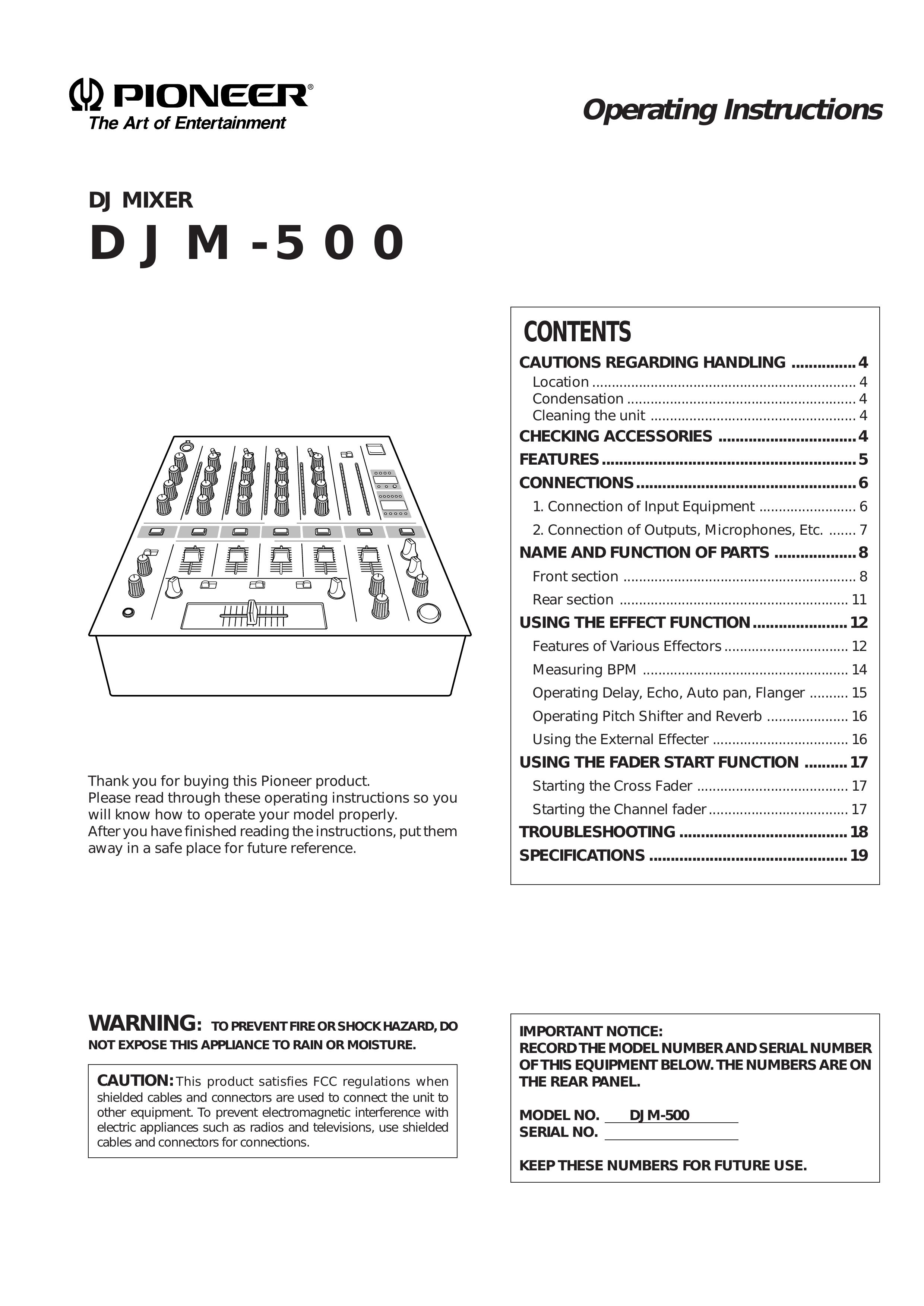 Pioneer DJM-500 Music Mixer User Manual