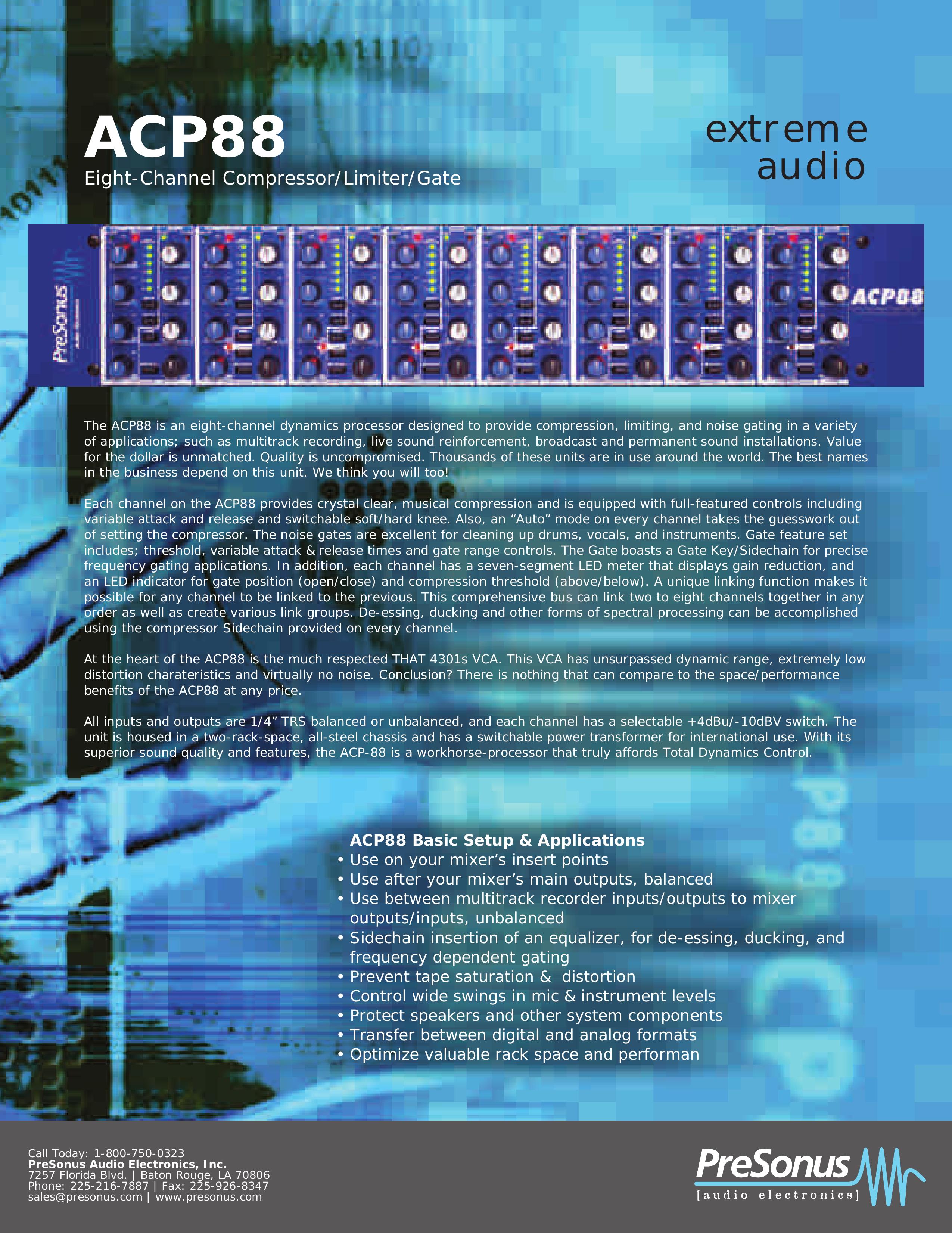 Presonus Audio electronic ACP88 Music Mixer User Manual