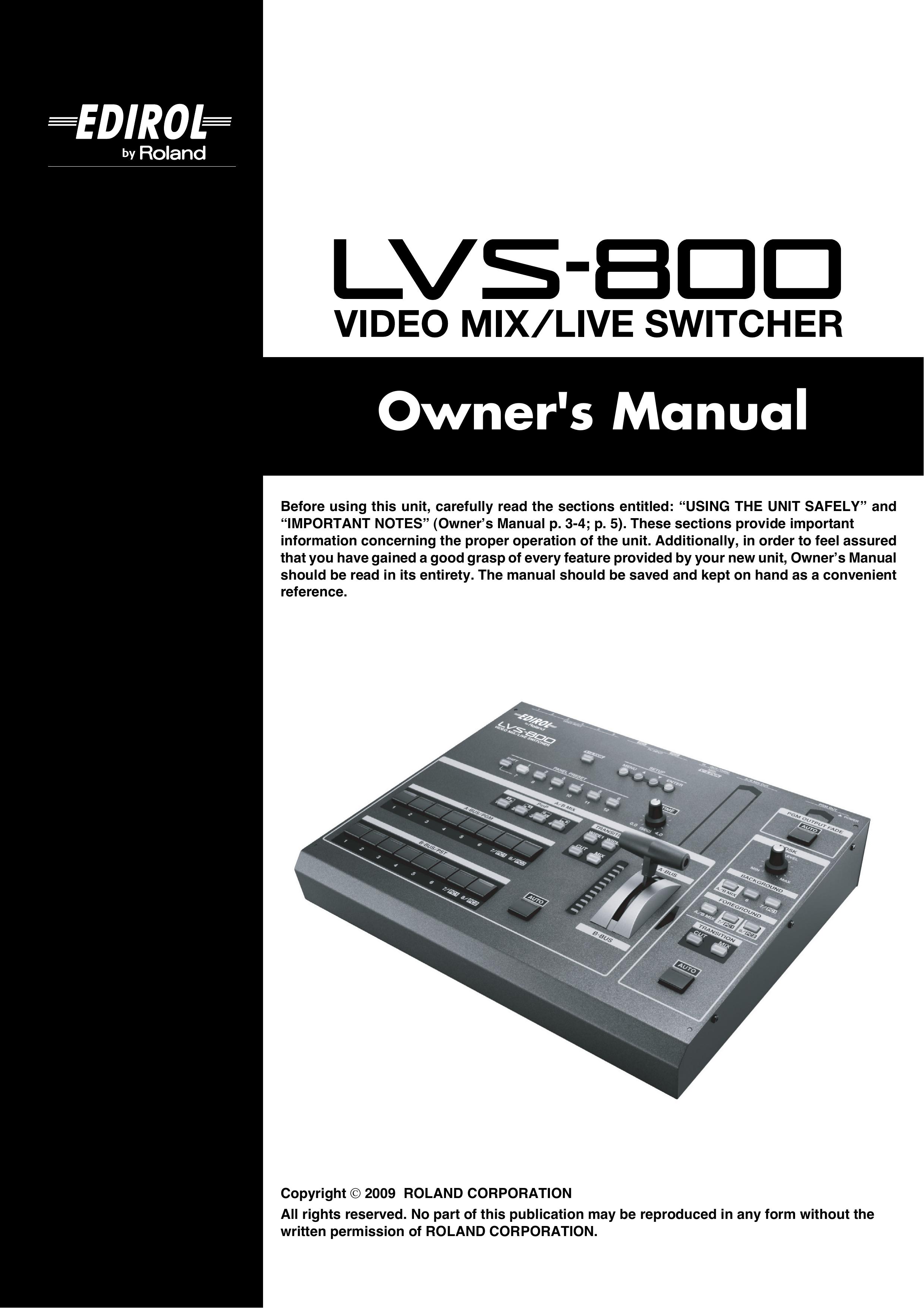 Roland LVS-800 Music Mixer User Manual