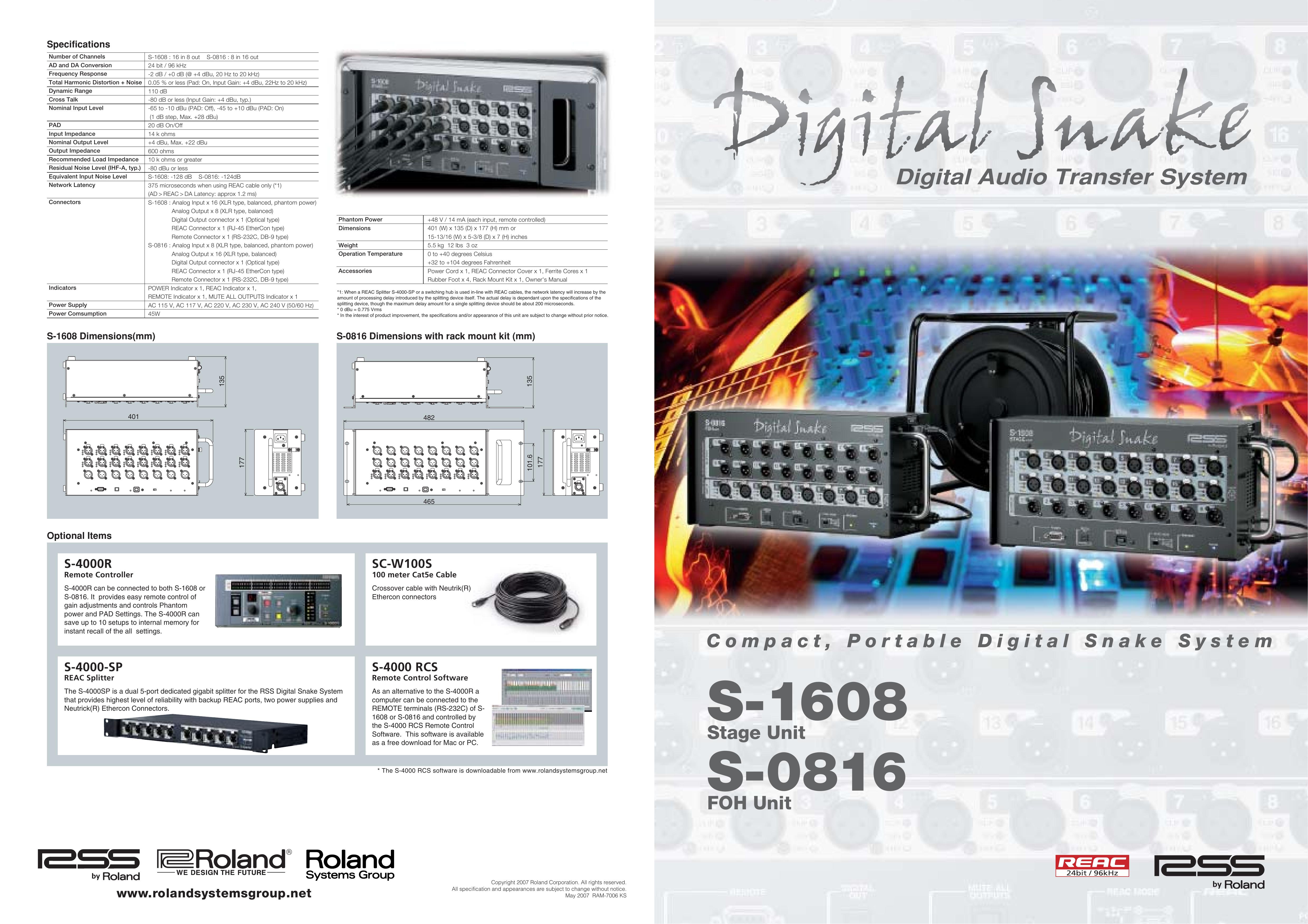 Roland S-0816 Music Mixer User Manual