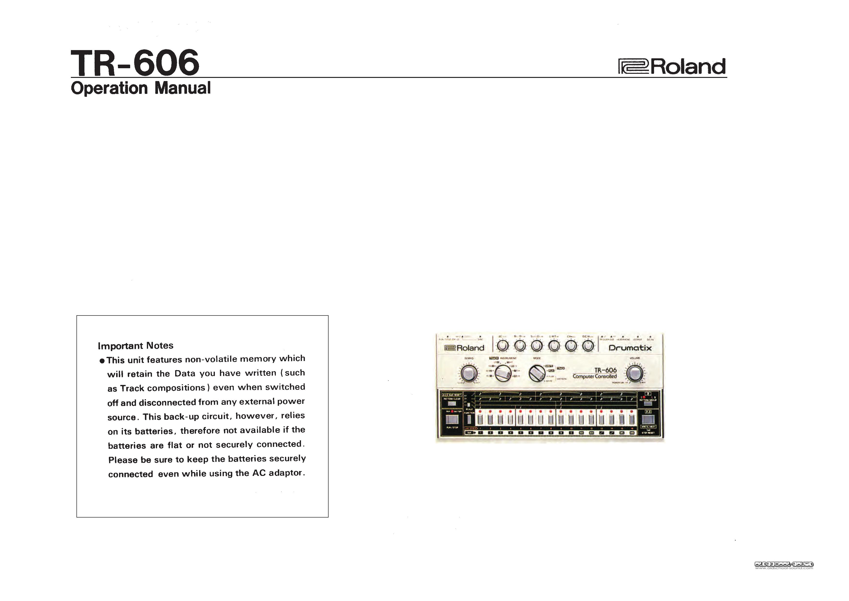 Roland TR-606 Music Mixer User Manual