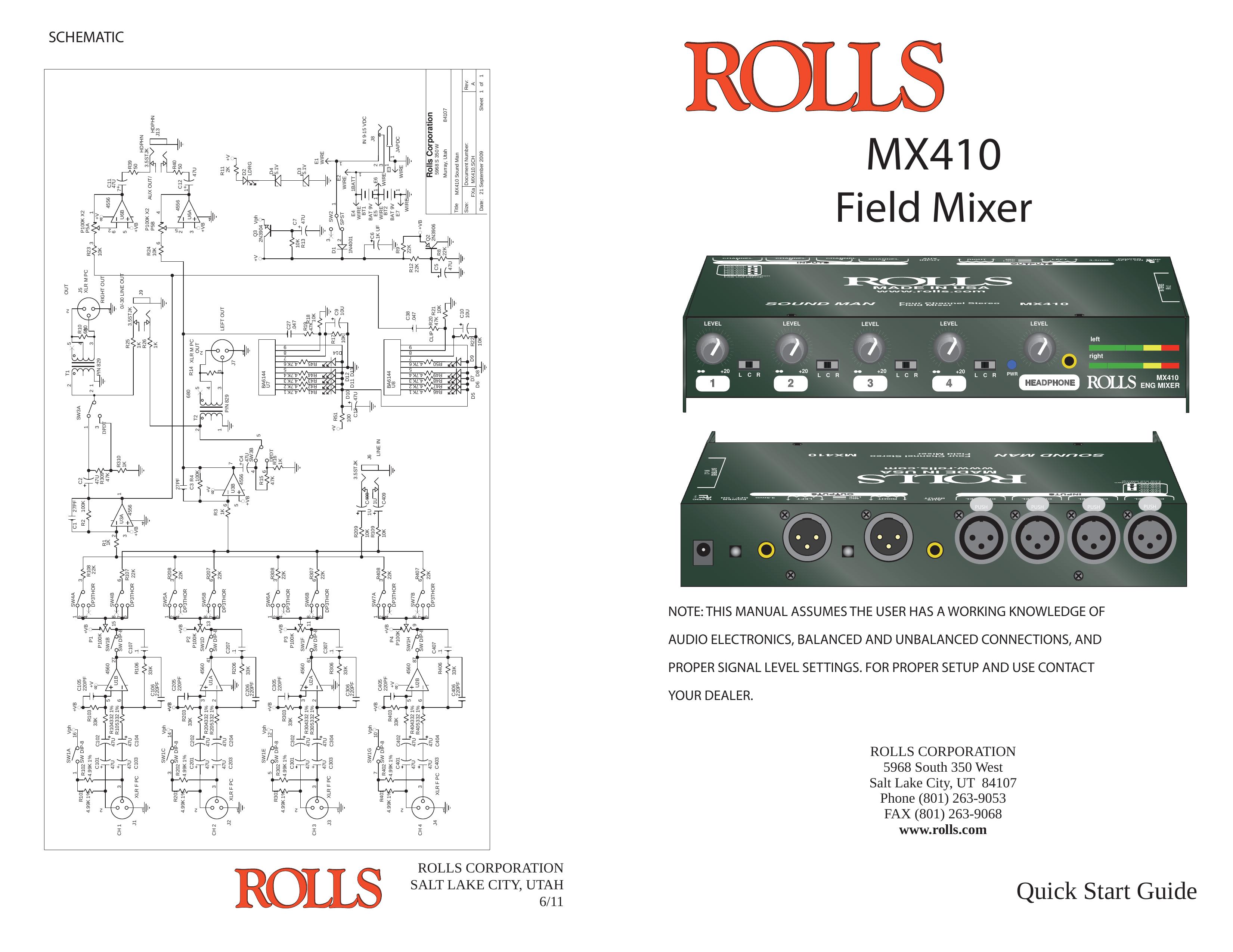Rolls mx410 Music Mixer User Manual
