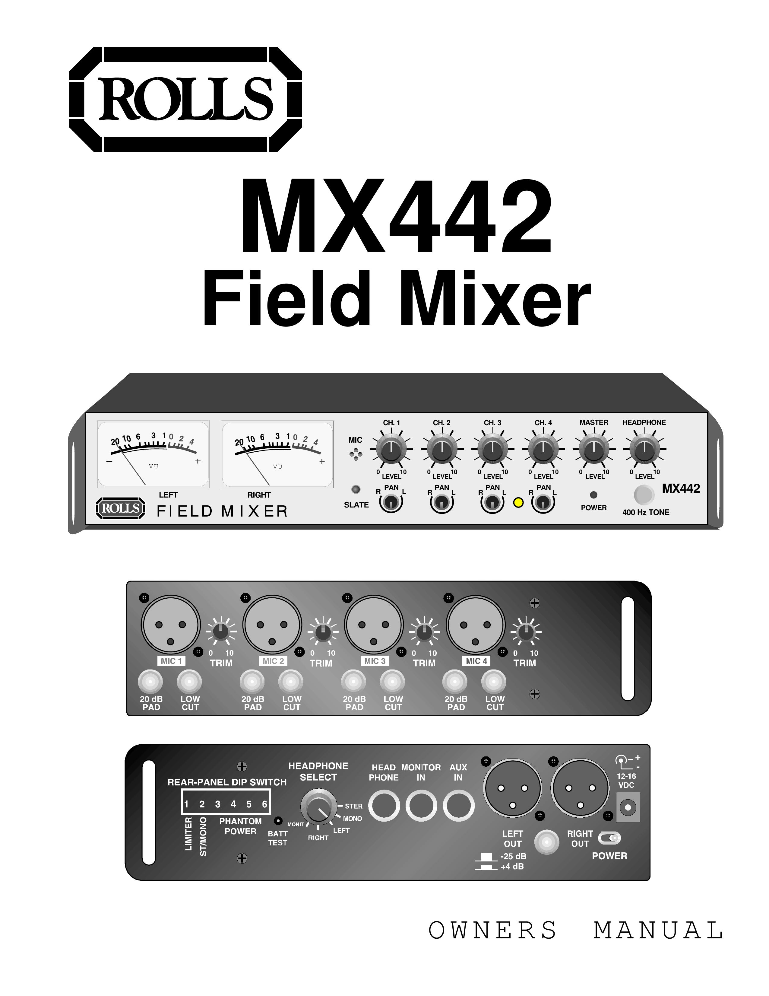 Rolls MX442 Music Mixer User Manual