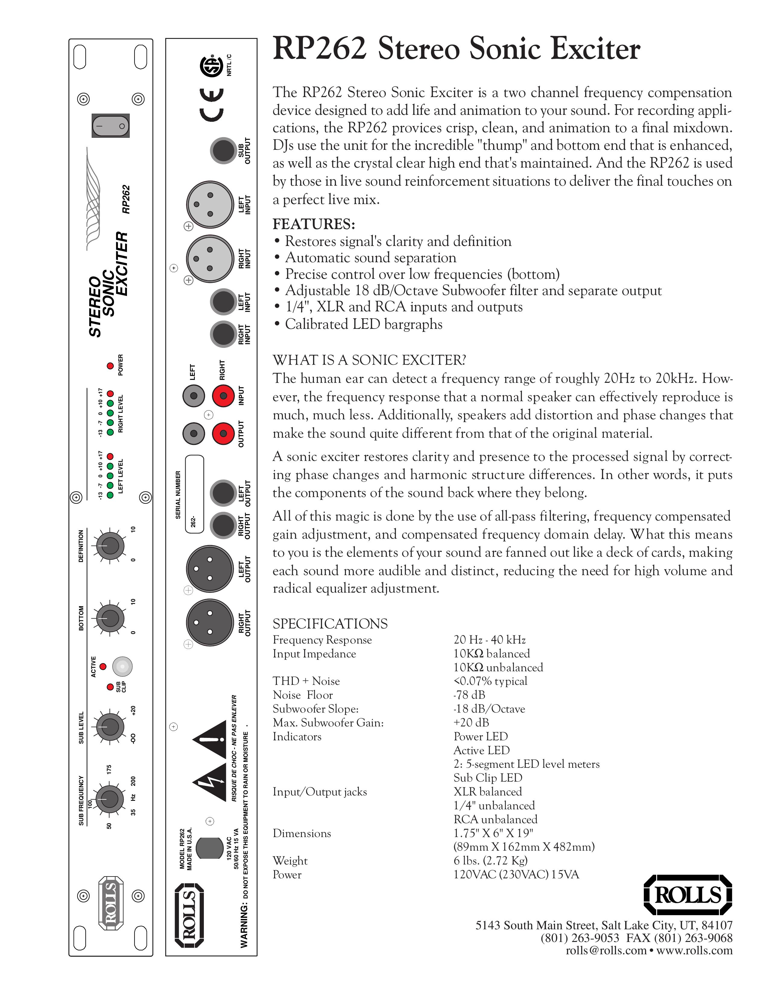 Rolls RP262 Music Mixer User Manual