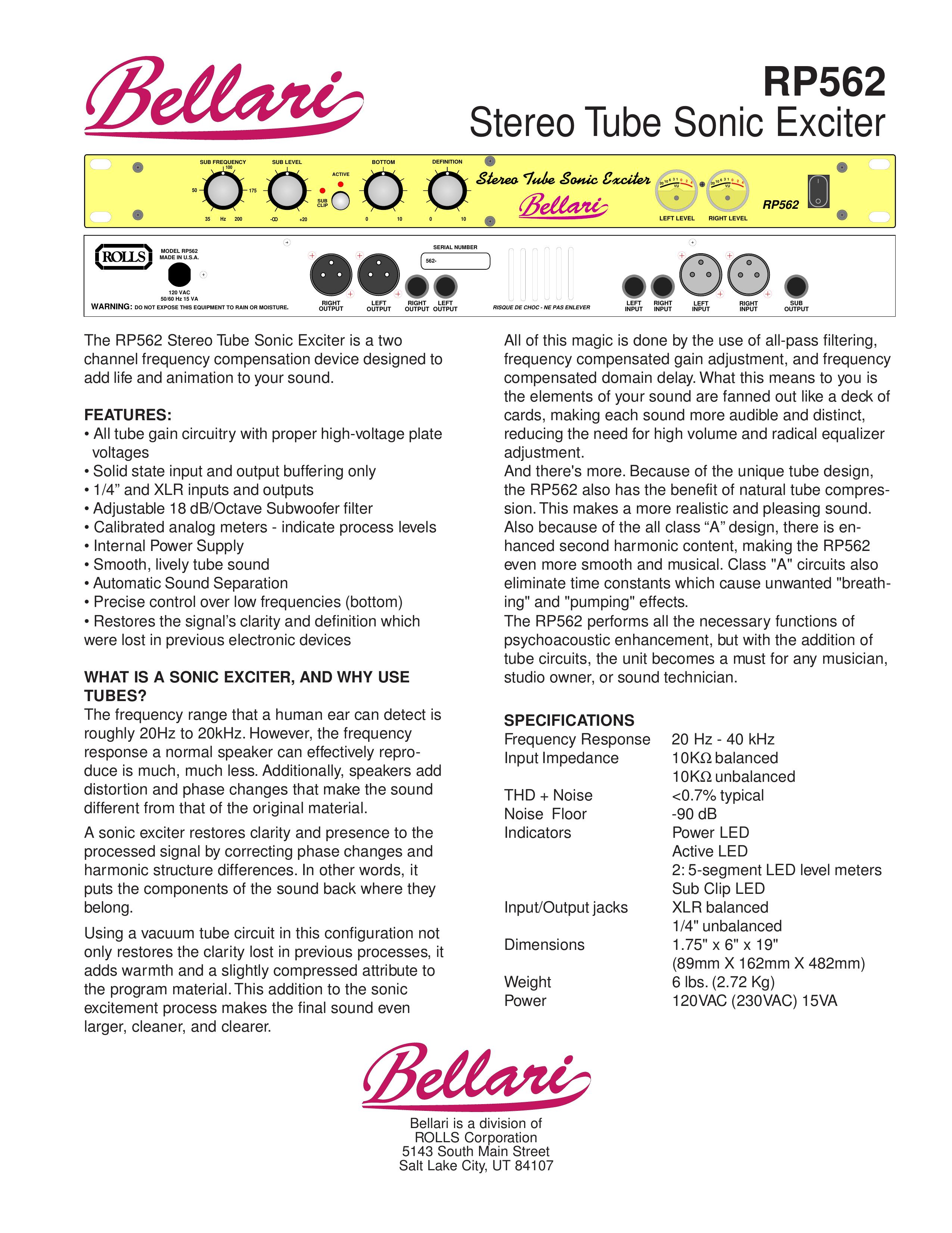 Rolls RP562 Music Mixer User Manual